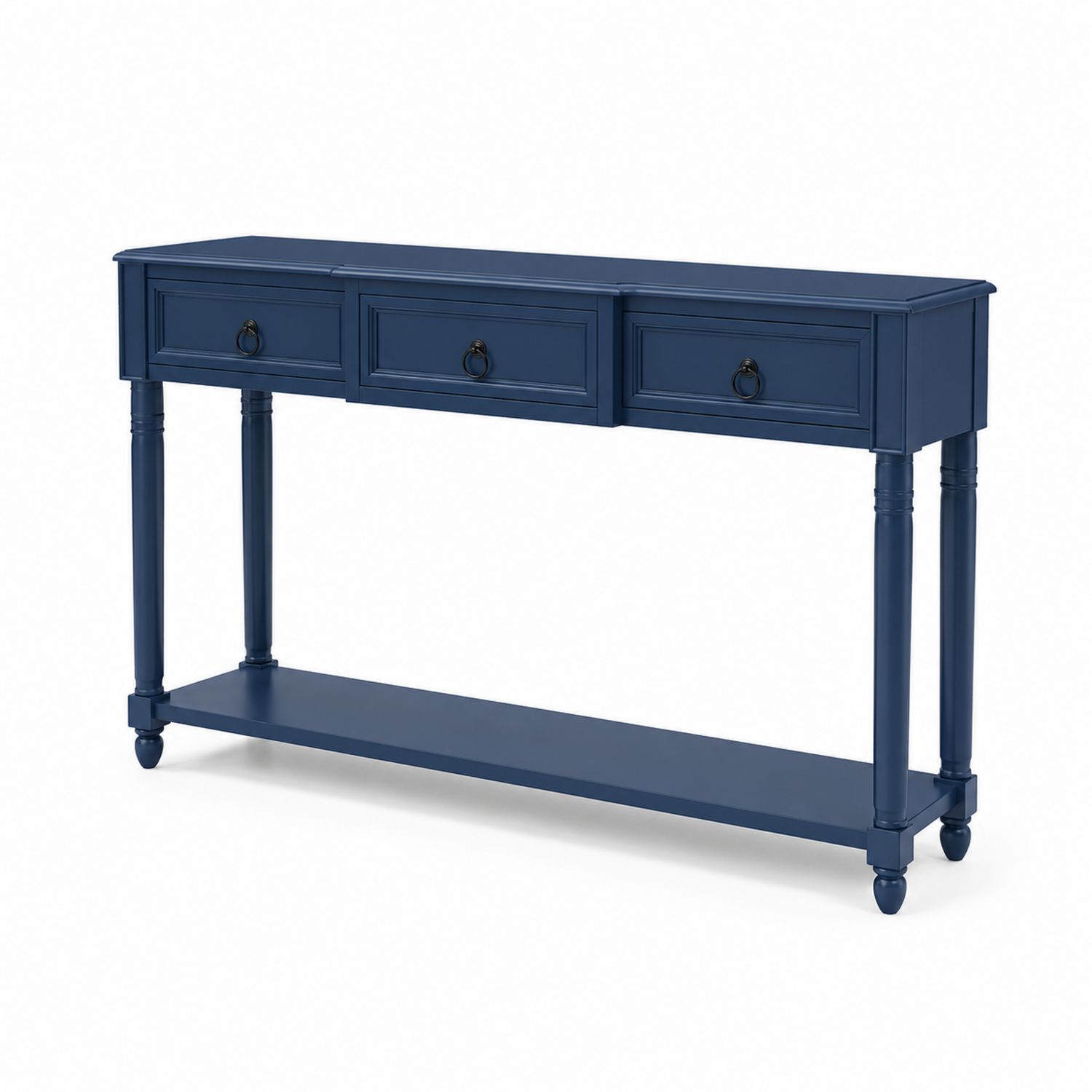 Mesa consola de madera con cajones azul 120x35x80 cm