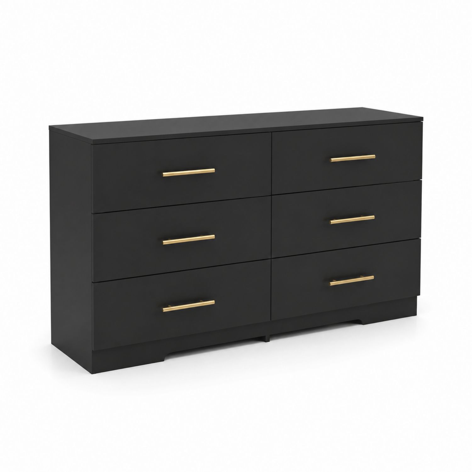 Cajonera de 6 cajones Madera y Metal Negro y Dorado 120x40x75 cm