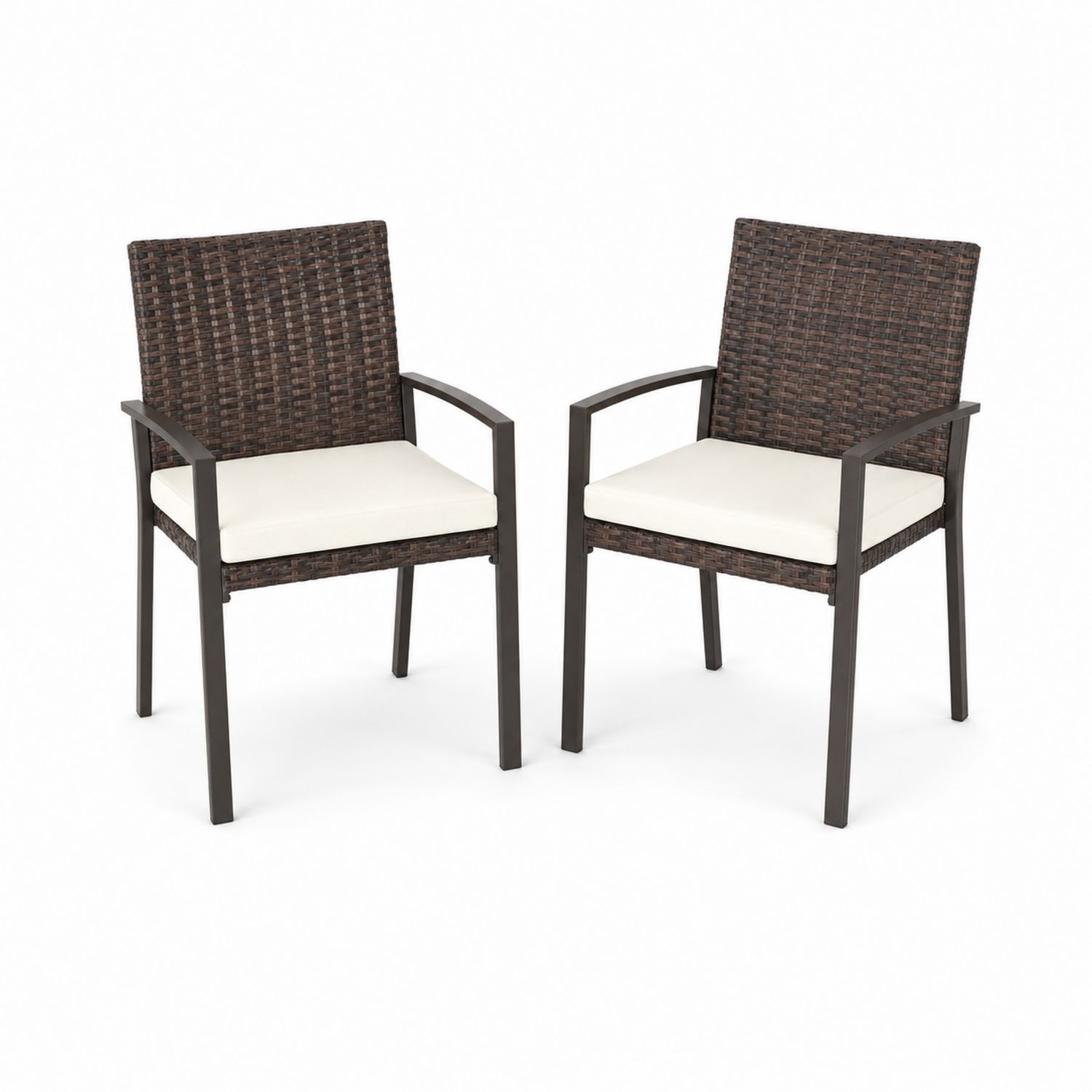 Set de 2 sillas de ratán y cojines beige con estructura de aluminio