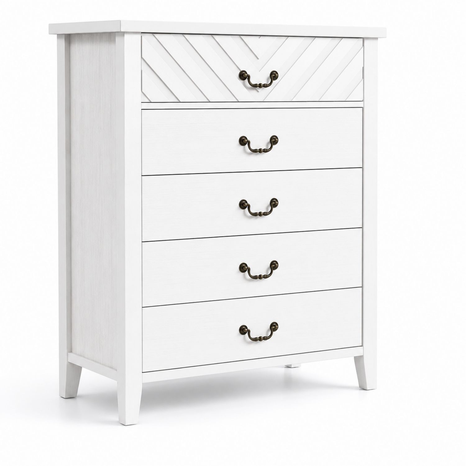 Cómoda de madera con 5 cajones y tiradores metálicos