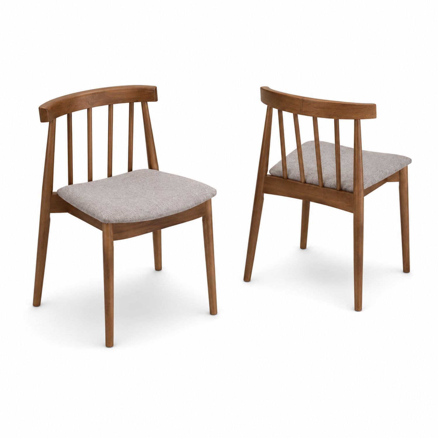 Juego de 2 sillas de madera con asiento de poliéster gris