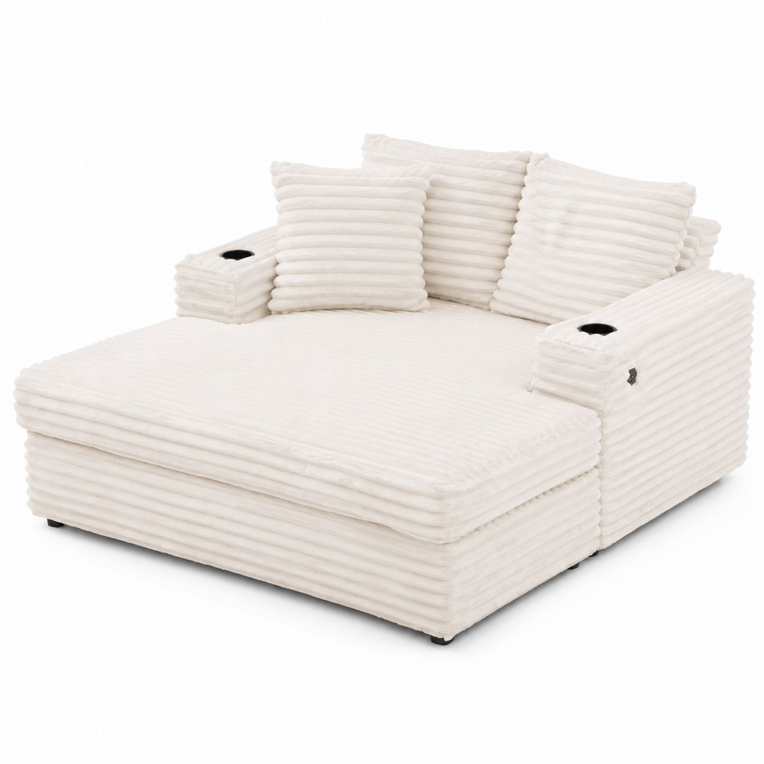 Sofá cama chaise longue de tela chenilla Blanco