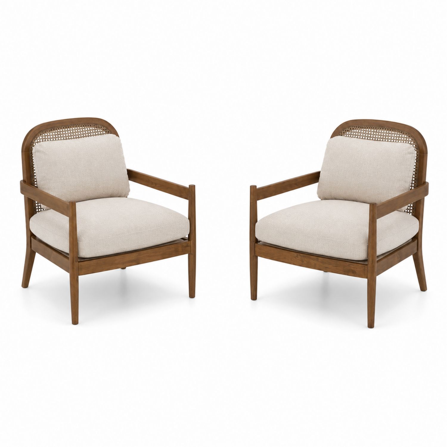 Set de Sillas de Madera y Ratán Beige