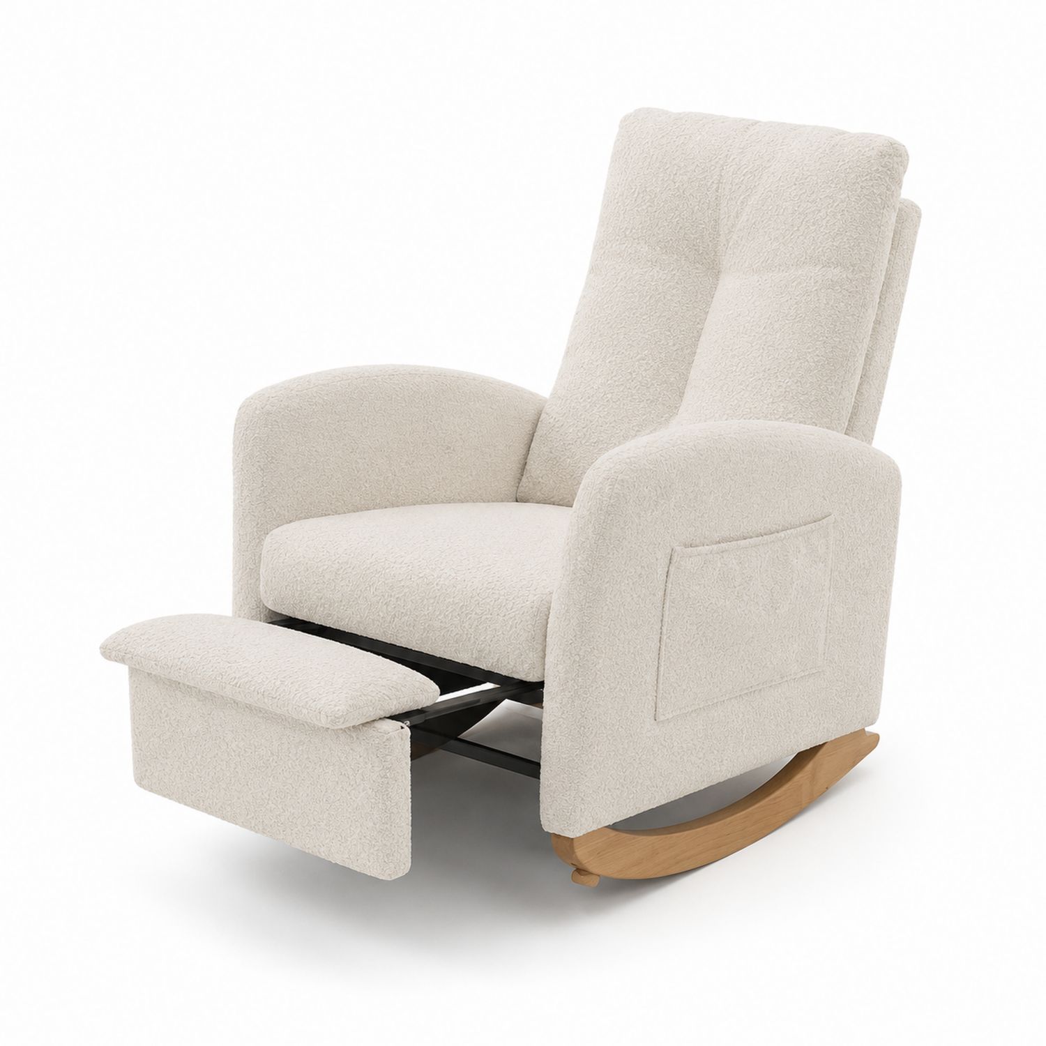 Silla mecedora con reposapiés ajustable de poliéster beige 110x80x70 cm