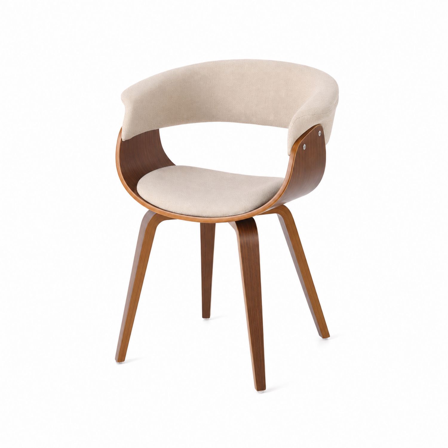 Silla de comedor de madera y poliéster beige