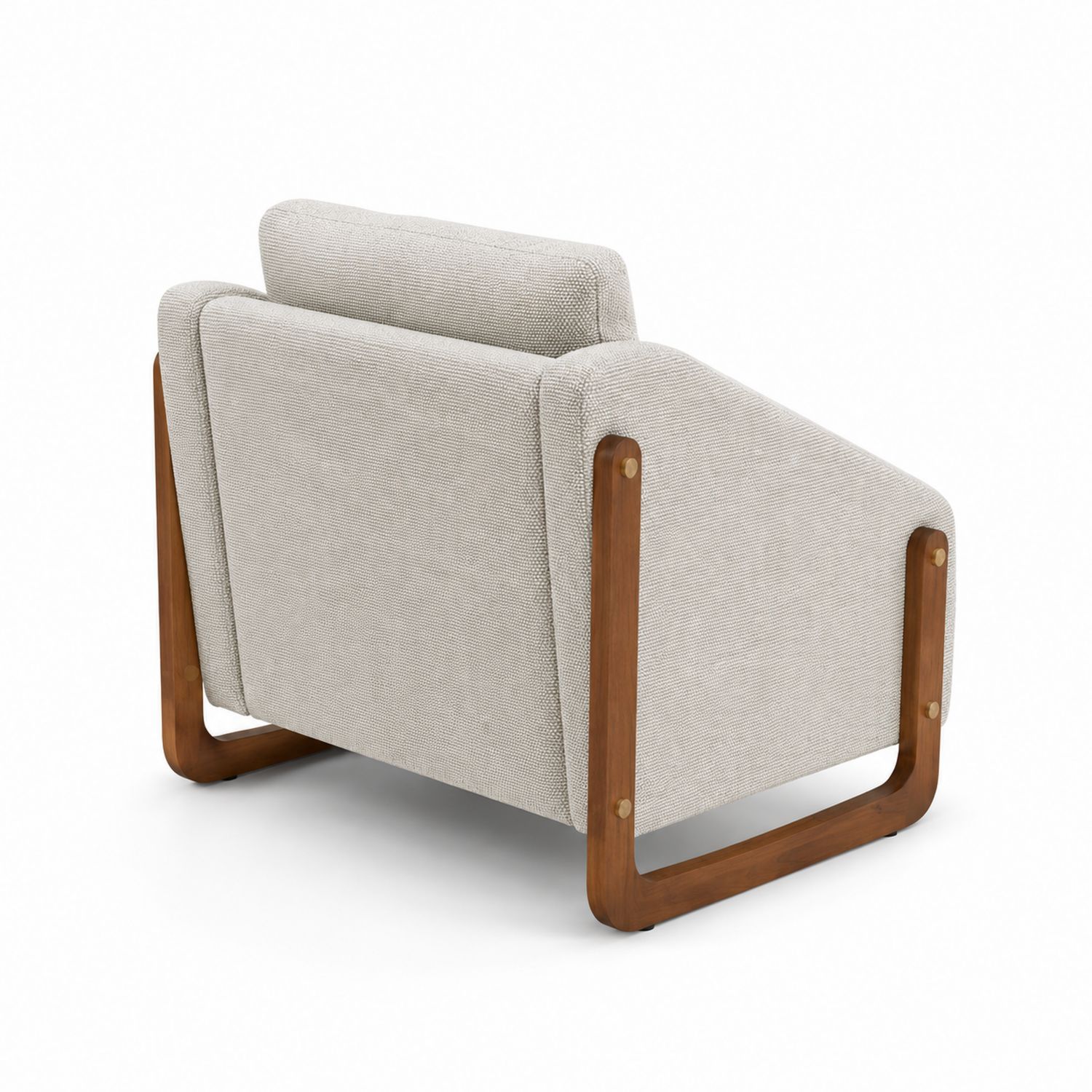 Silla con estructura de madera y tapizado de poliéster beige