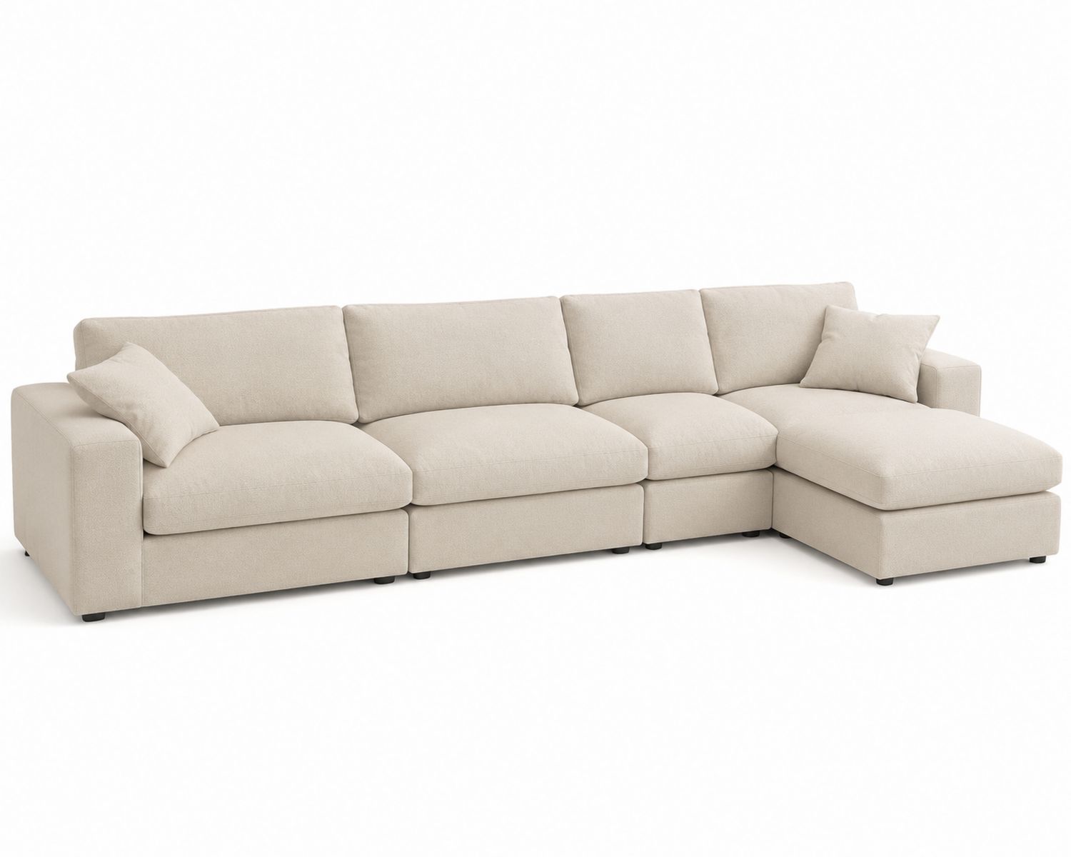 Sofá seccional en forma de L con chaise longue Beige 300 cm