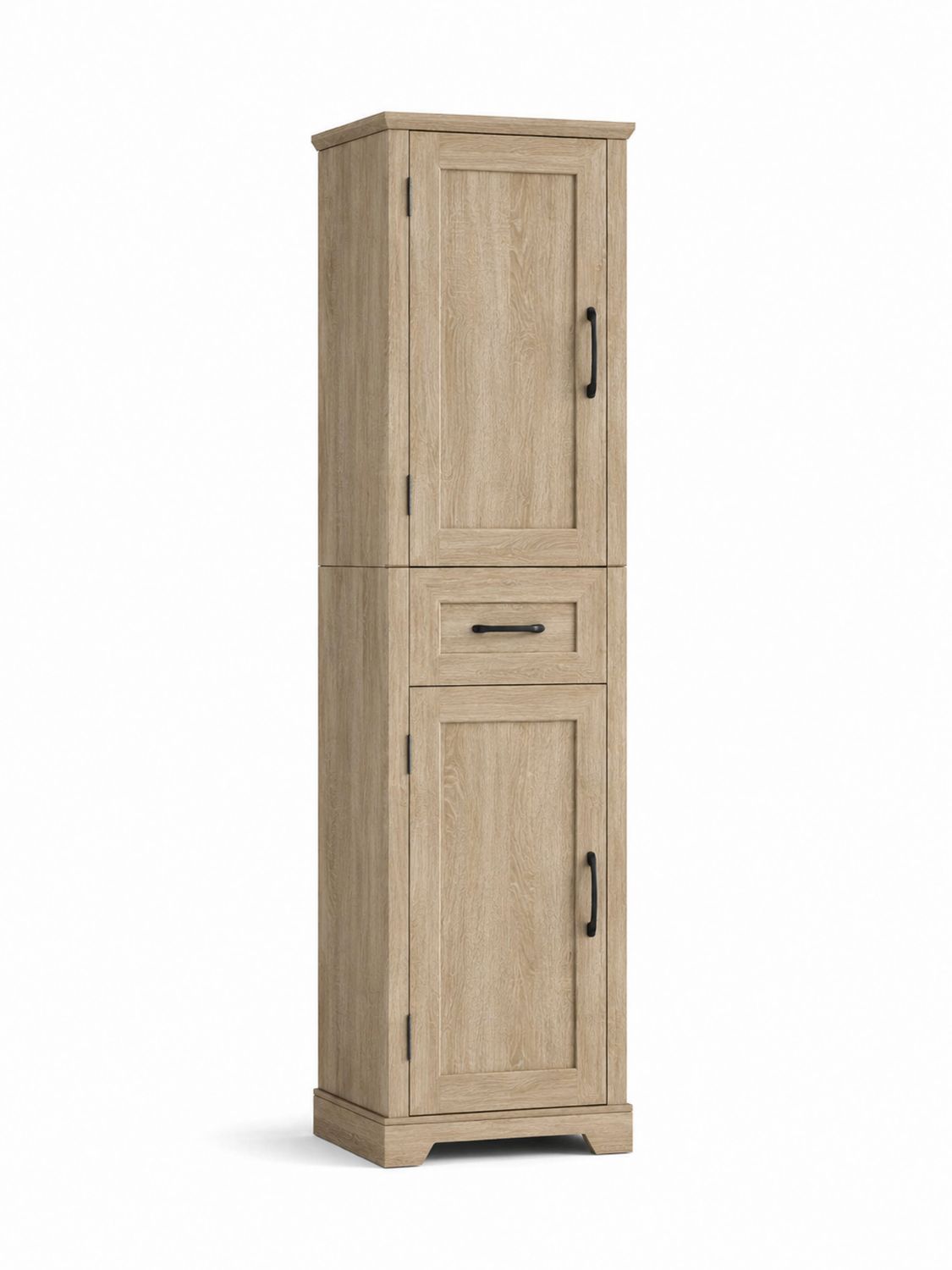 Armario alto de roble con puertas y cajón 180x60x40 cm
