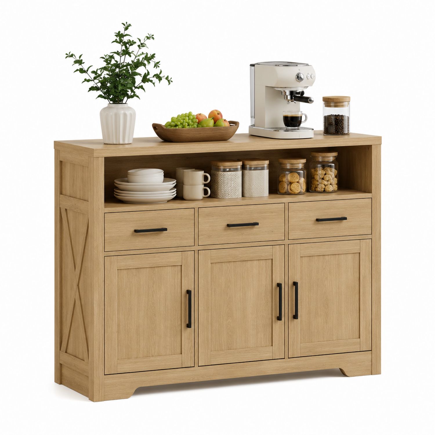 Aparador de Madera de Roble con Almacenamiento 120x40x90 cm