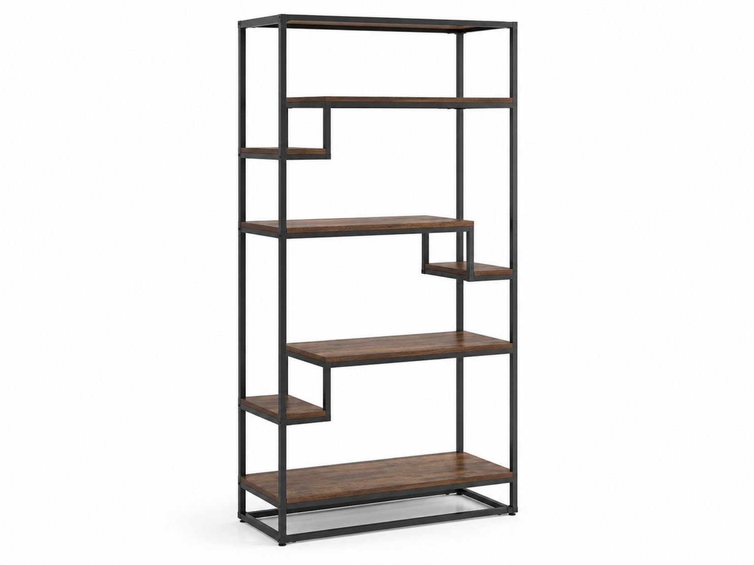 Estantería de Metal y Madera Negro/Roble 180x80x30cm