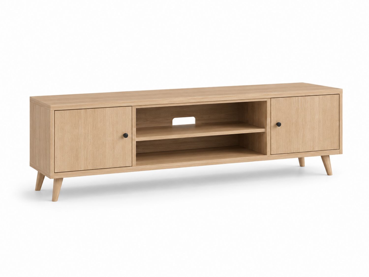 Mueble TV de madera de roble con dos puertas
