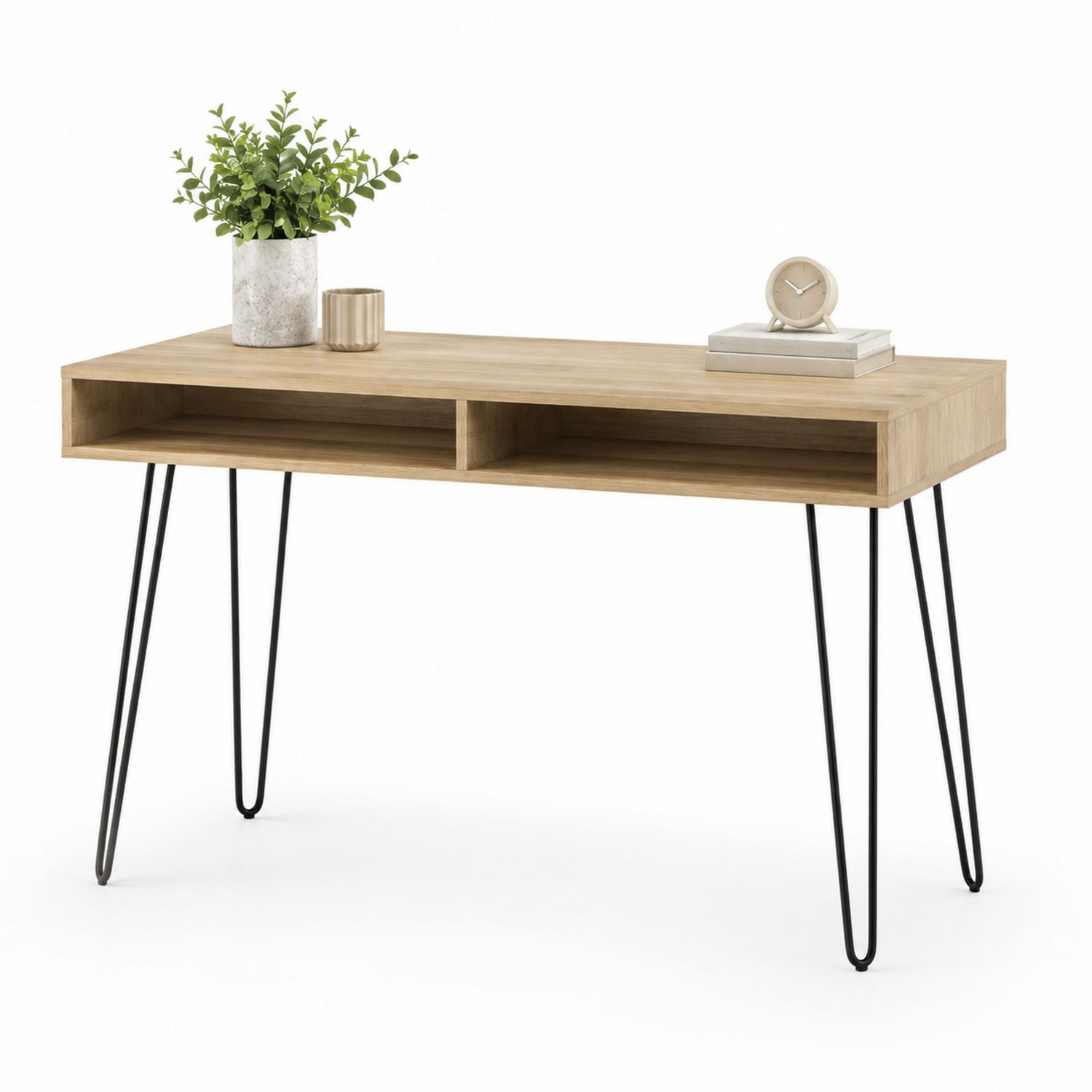 Escritorio de Madera con Patas de Metal 120x50x75cm Roble Claro