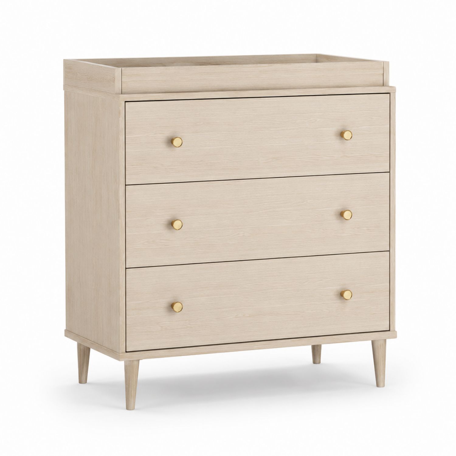 Cómoda de Madera con 3 Cajones Beige 90x45x105 cm
