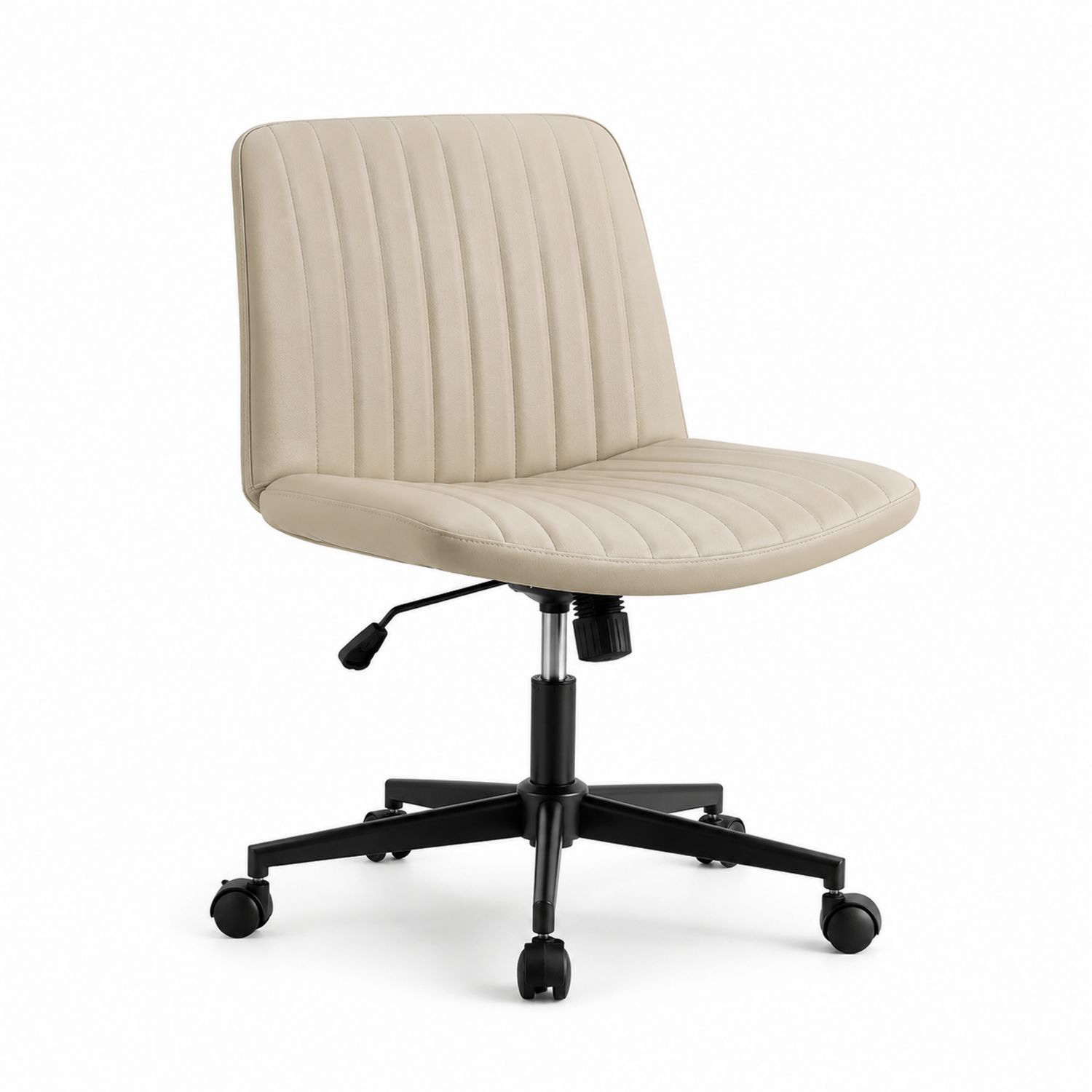 Silla de Oficina Giratoria de Polipiel Beige con Base de Acero