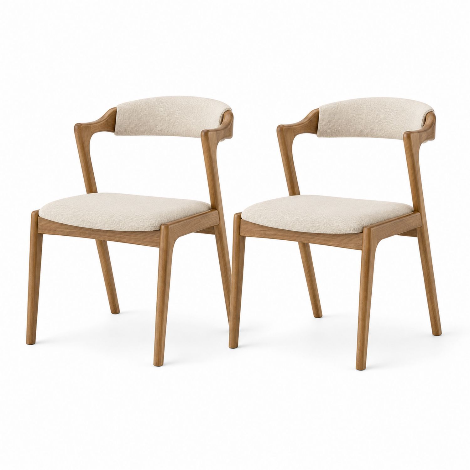 Juego de 2 sillas de madera con tapizado en poliéster beige