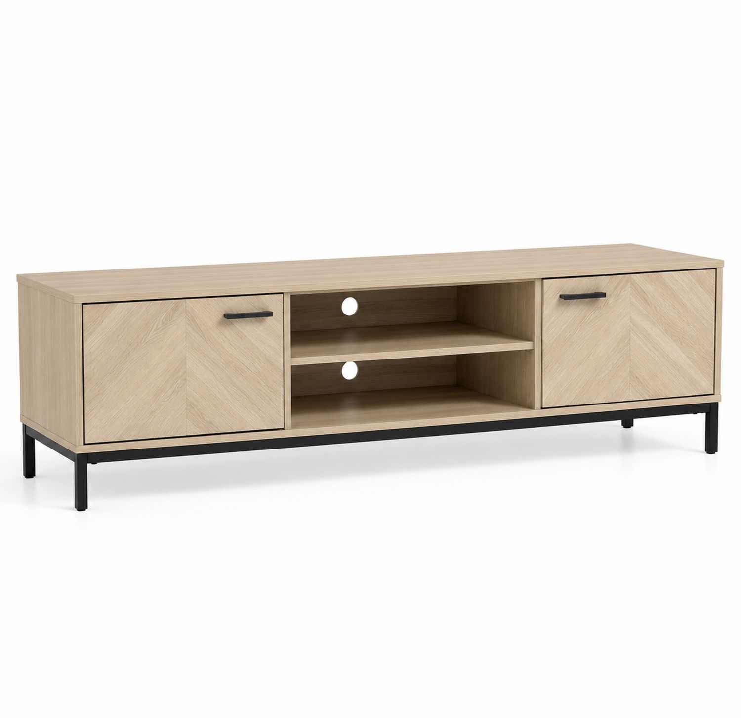 Mueble de TV de Madera y Metal con Puertas y Estantes 175x45x50 cm