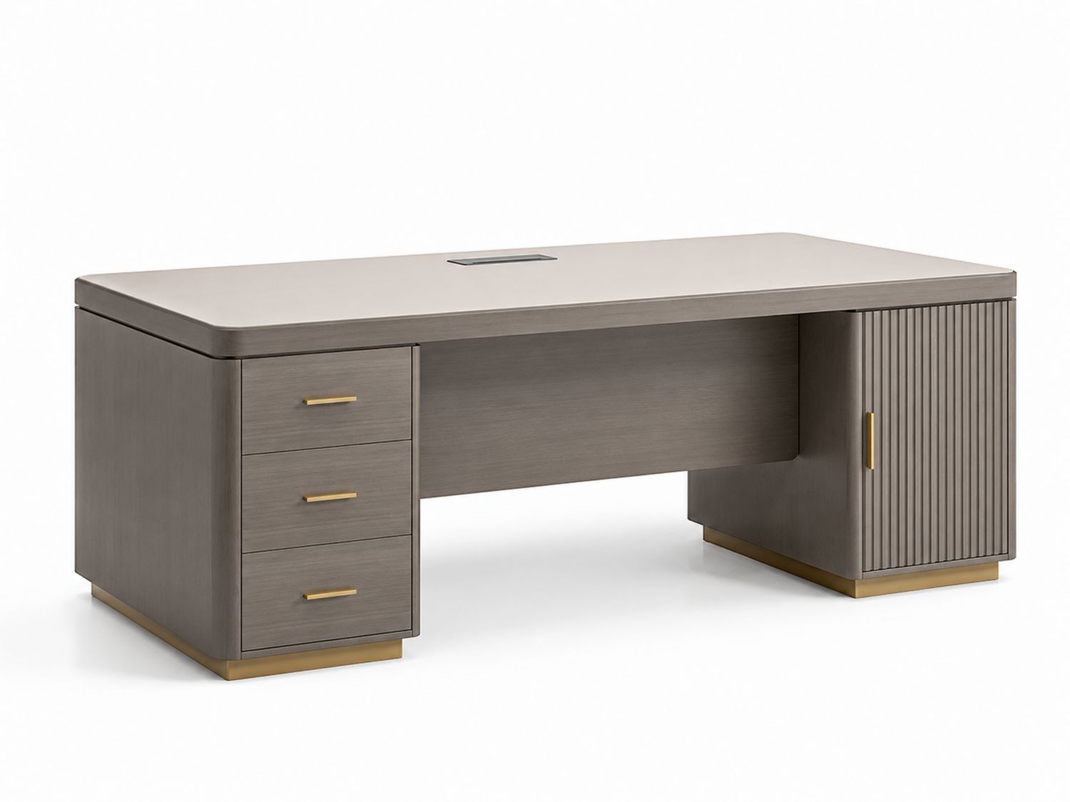 Escritorio de madera con almacenamiento metálico, Gris, 180x90x75 cm