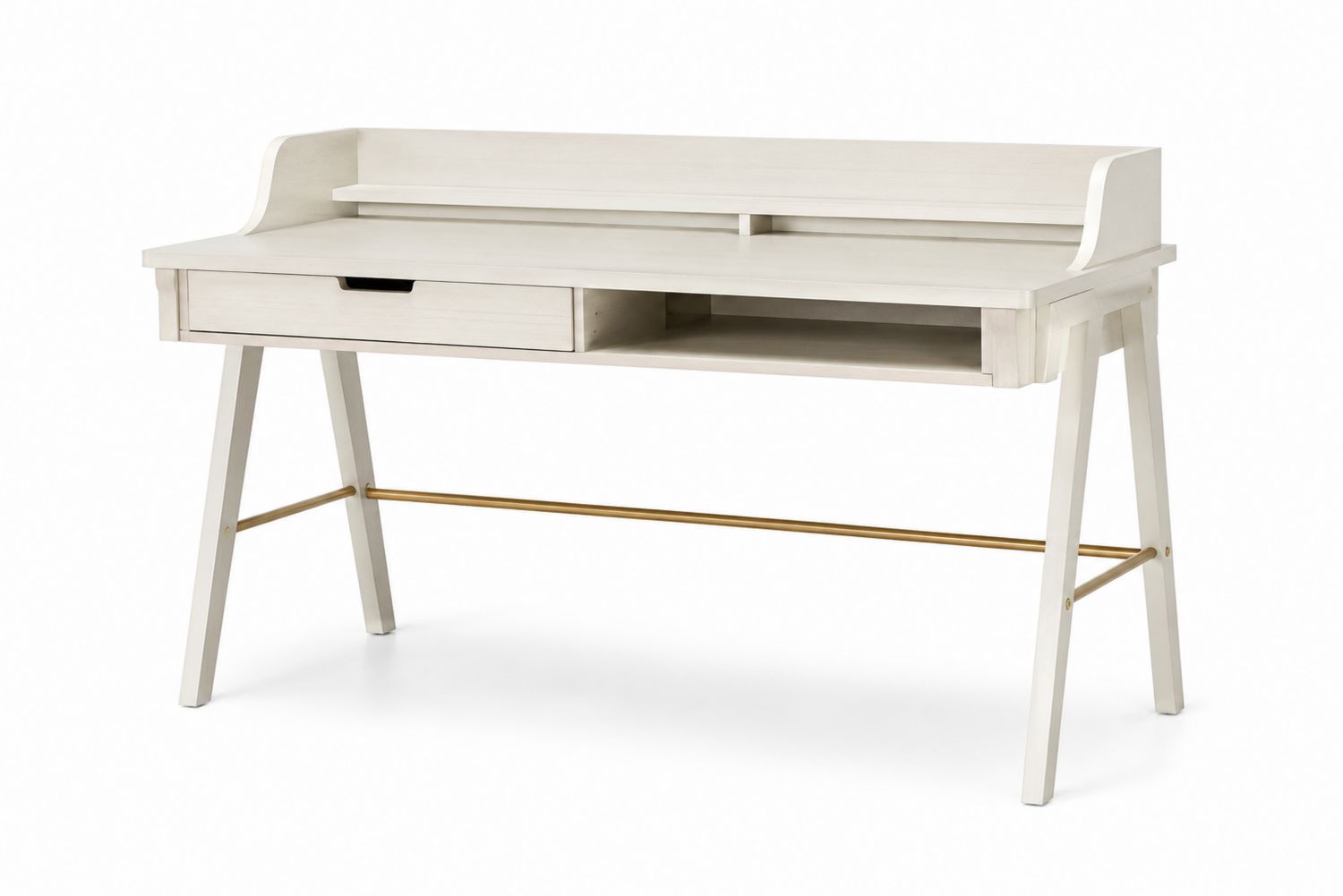 Escritorio de Madera MDF con Cajón y Estante Blanco