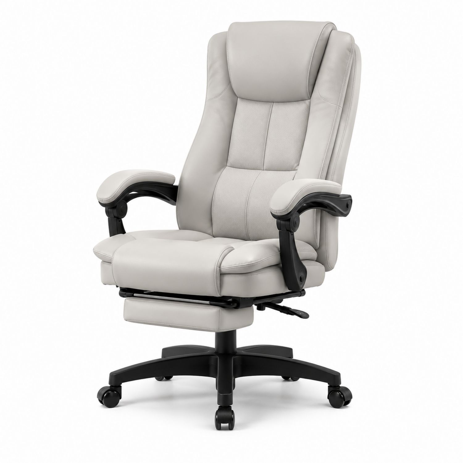 Silla giratoria de oficina de cuero sintético Blanco