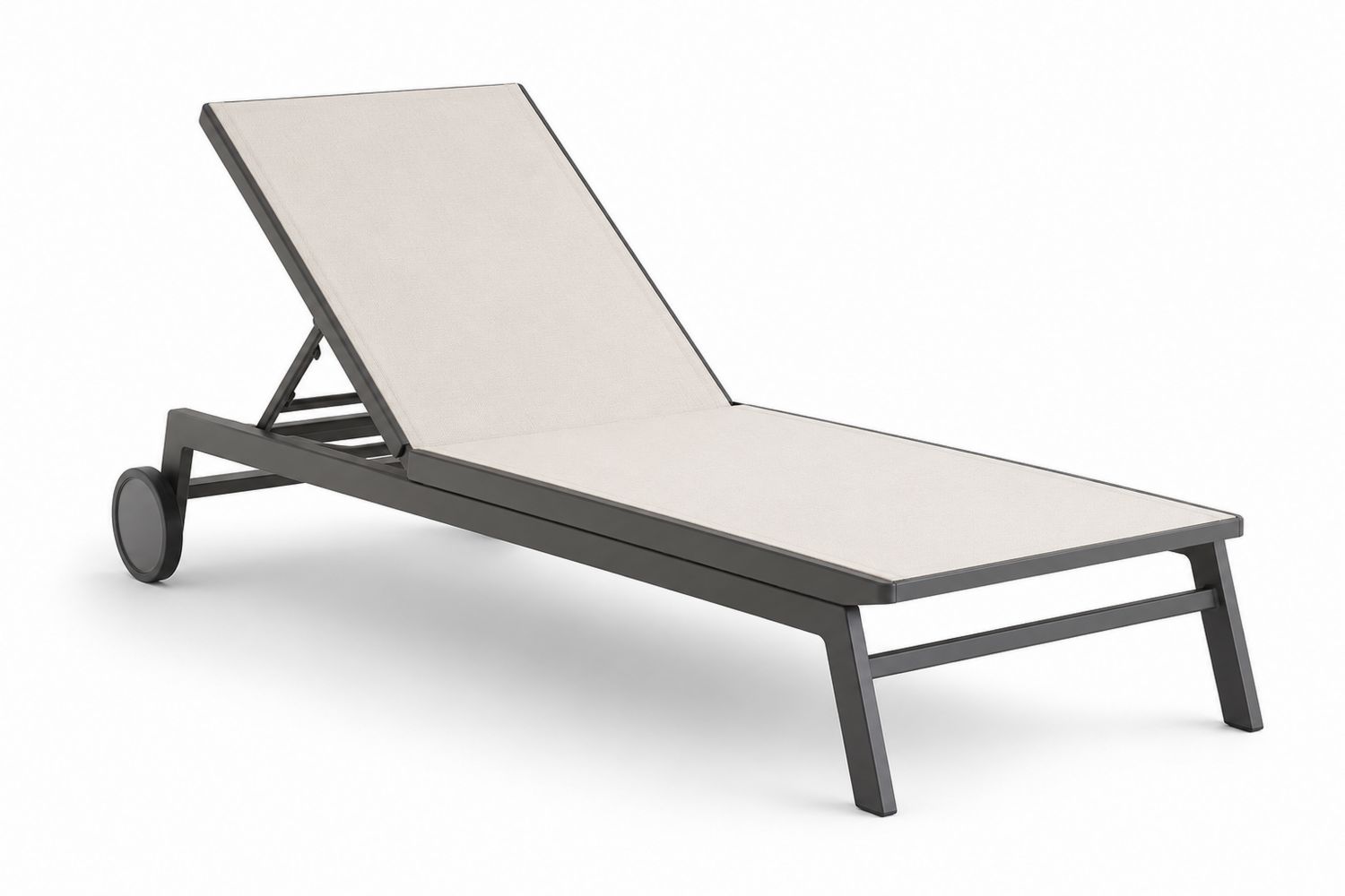 Tumbona de Aluminio y Textilene Beige con Ruedas