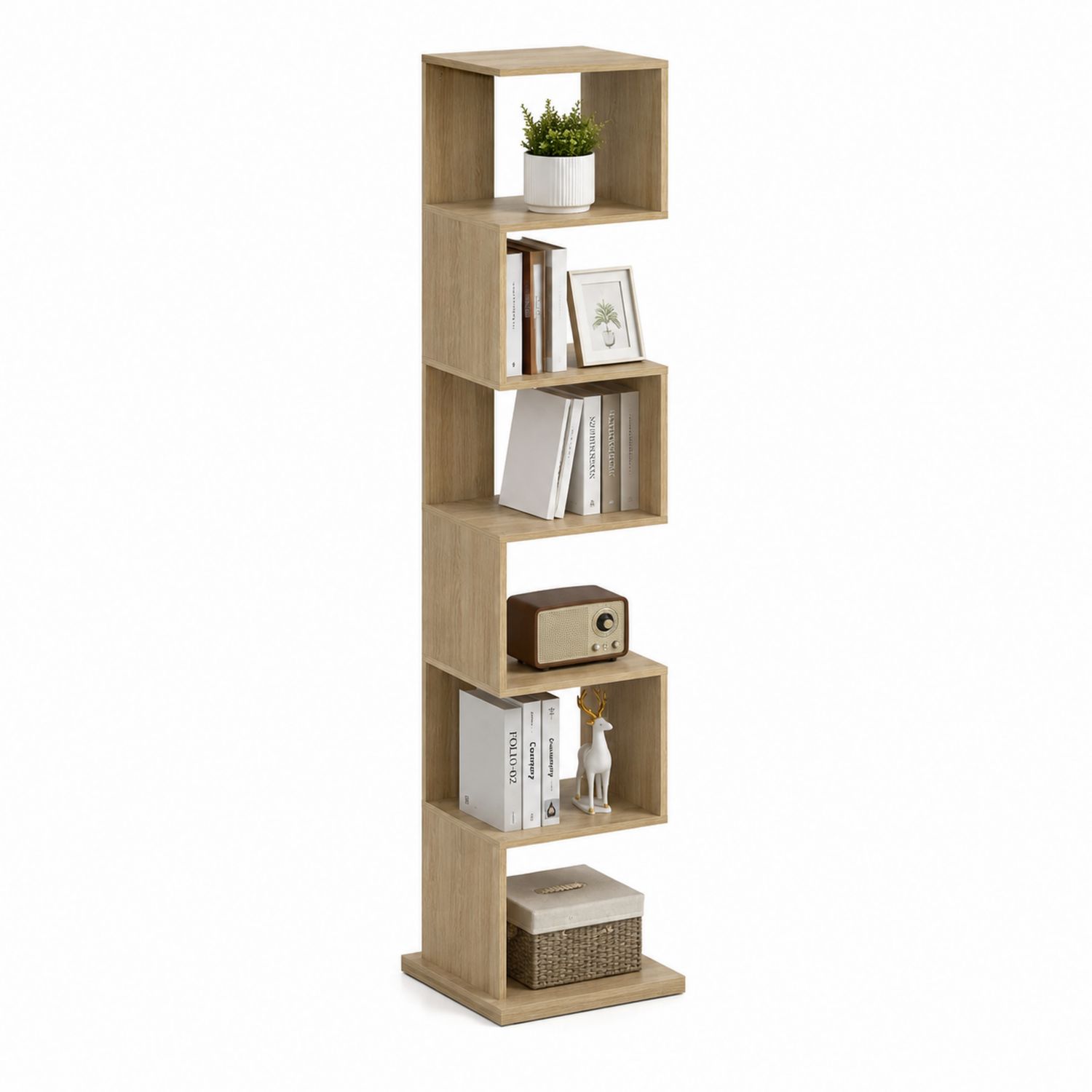 Estantería Vertical de Madera con 6 Estantes Abiertos 40x23x192 cm Roble