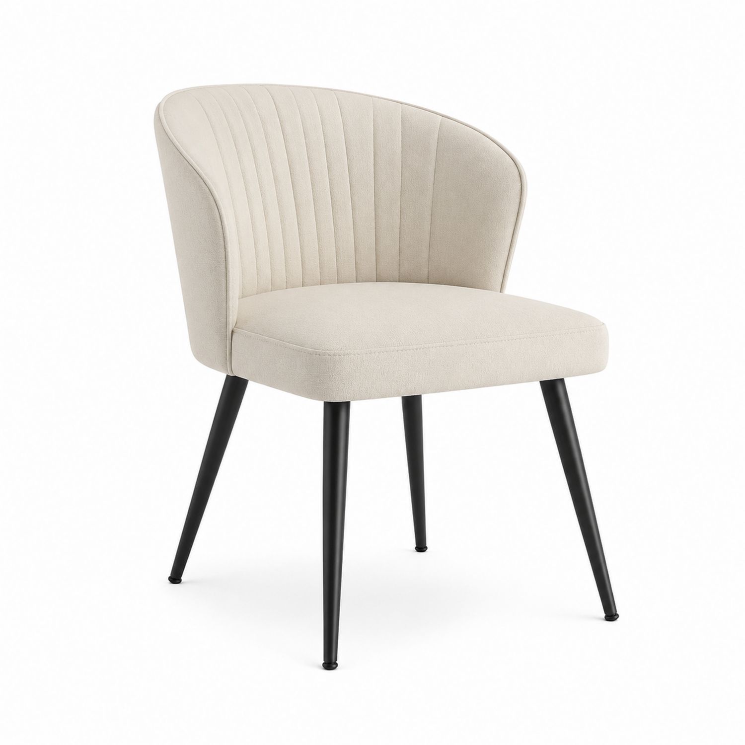 Silla de tela de poliéster beige con patas de metal negro