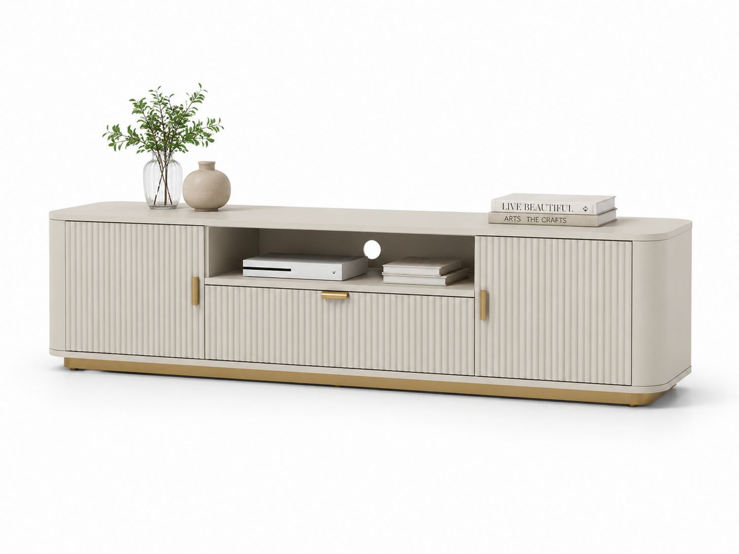 Mueble para TV de MDF con Almacenaje, Puertas y Estantes 180x40x50 cm