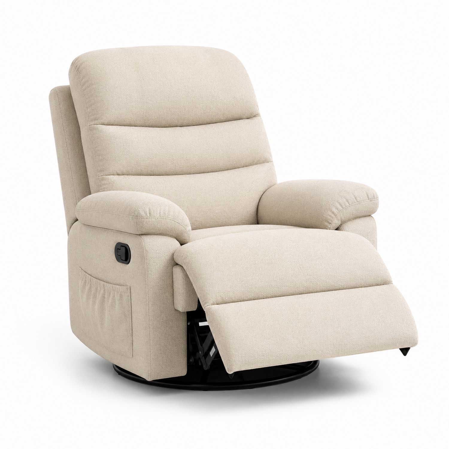 Sillón Reclinable Giratorio de Tela Beige