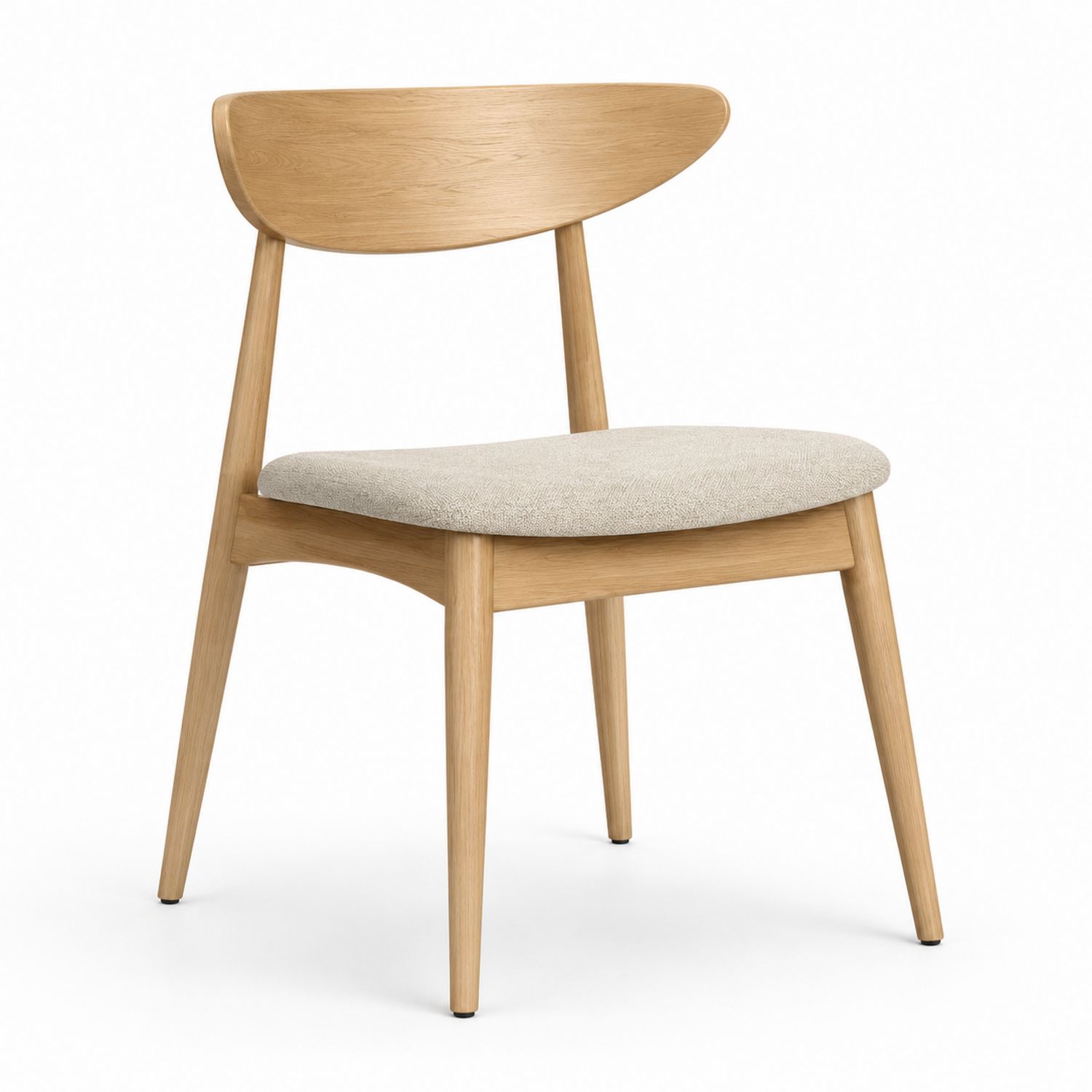 Silla de Madera con Asiento de Tela Beige
