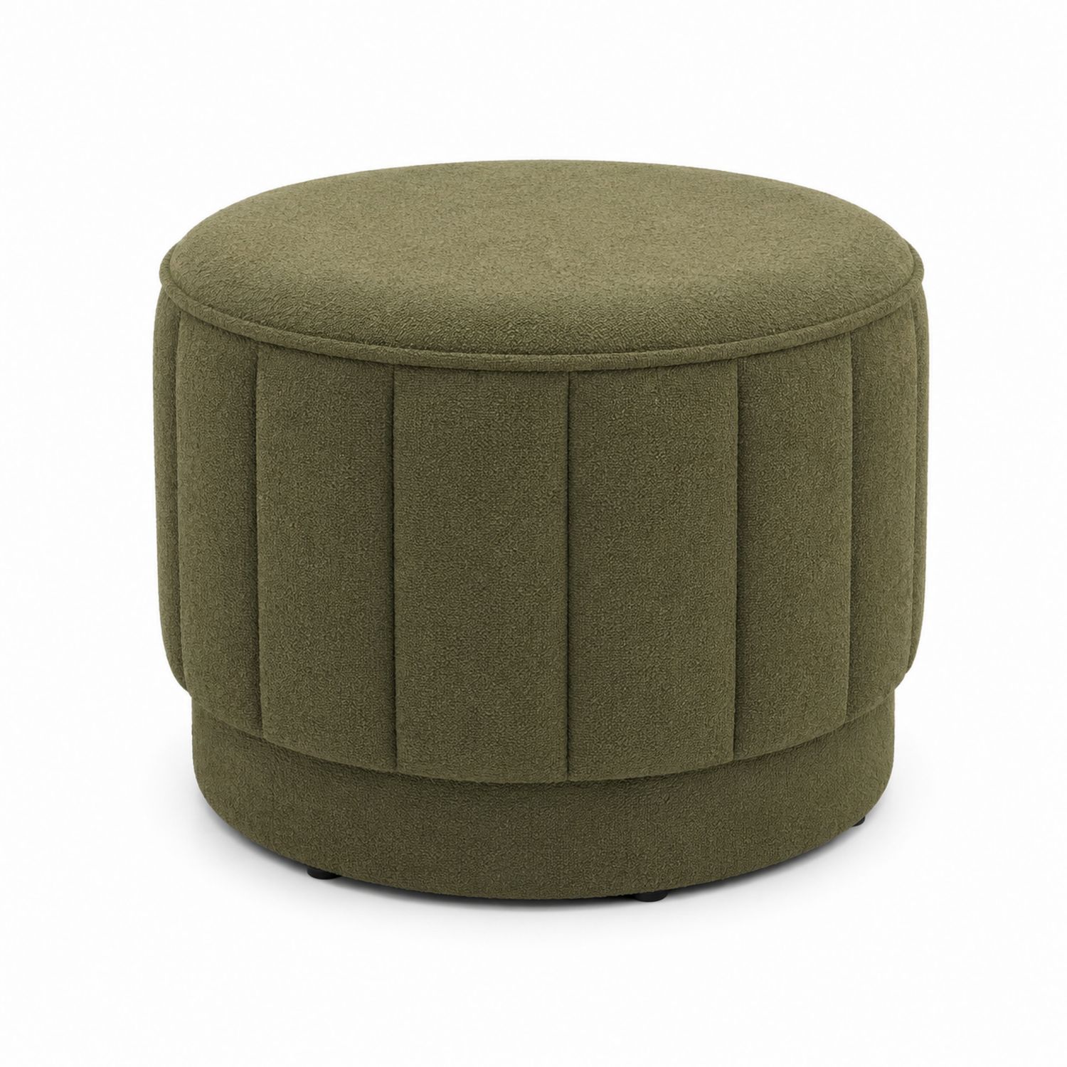 Puf redondo de tela verde oliva 40 cm