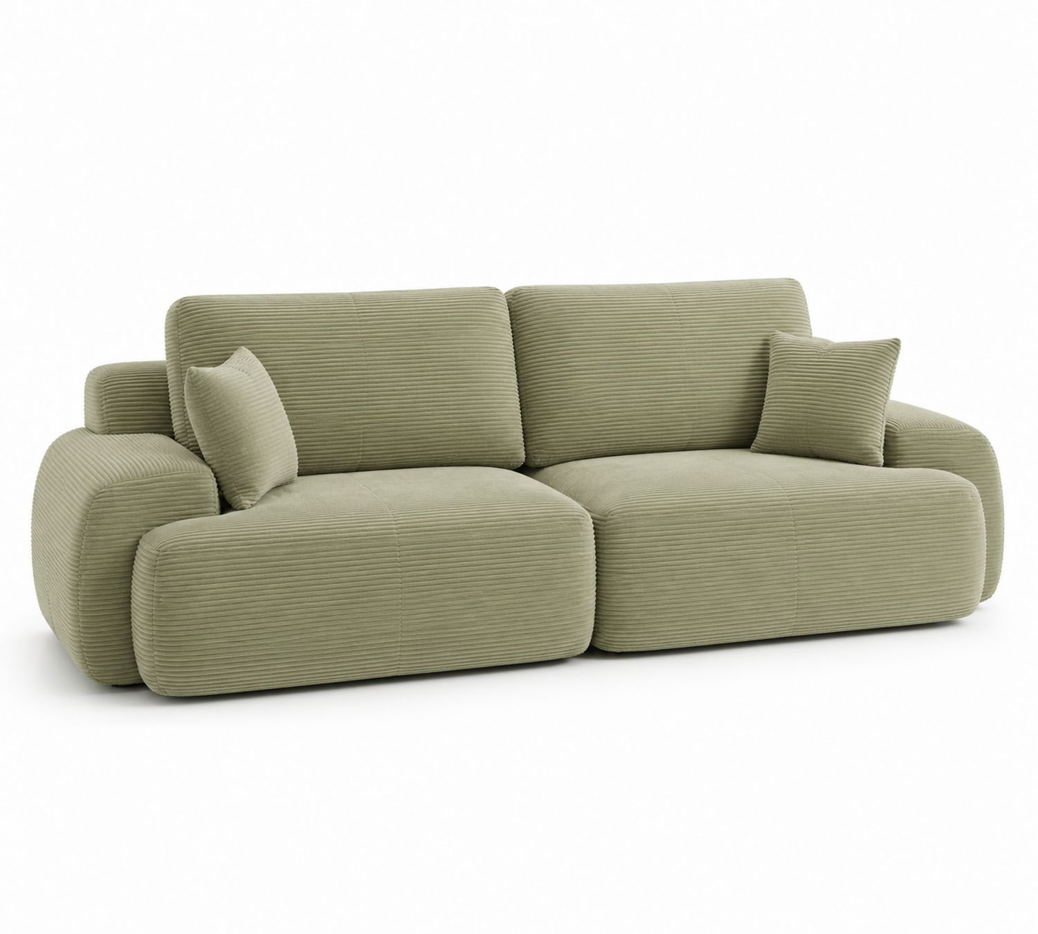 Sofá de sala de estar 3 plazas de pana verde 230x90x85 cm