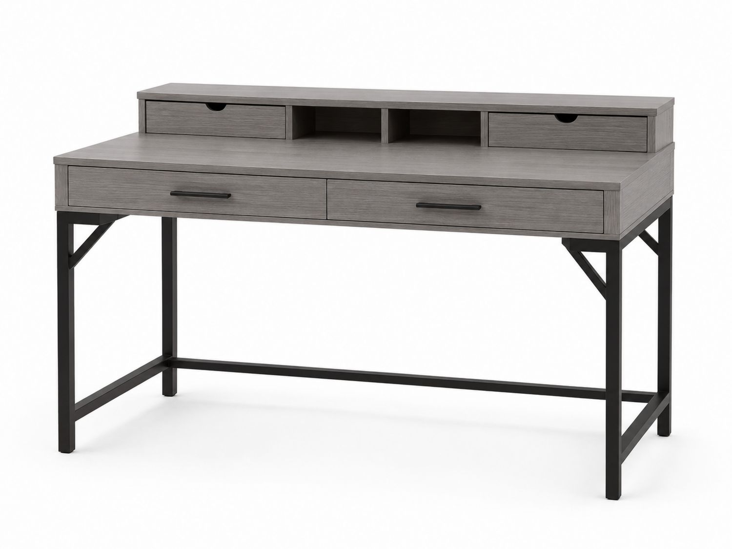 Escritorio de Madera y Metal con Cajones 120x60x88 cm Gris/Negro