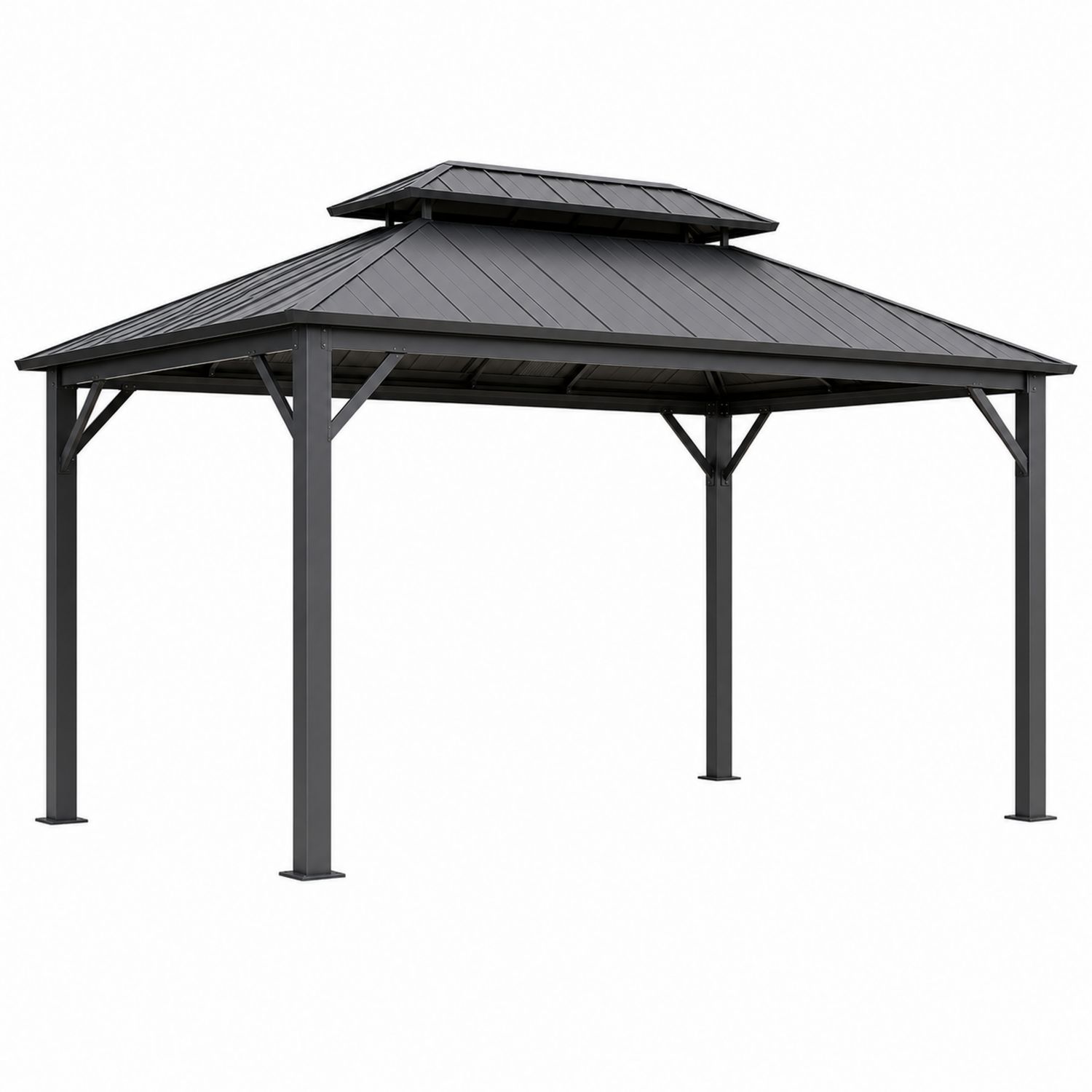 Cenador de Aluminio con Techo de Acero Galvanizado 3x3.6m Gris