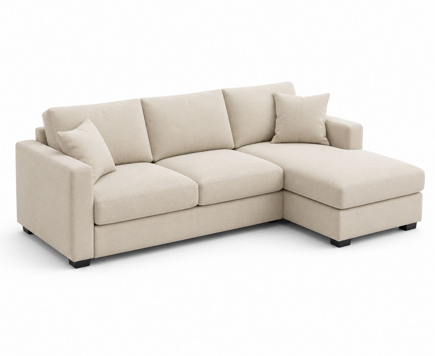 Sofá chaise longue de tela beige 280x160x90 cm