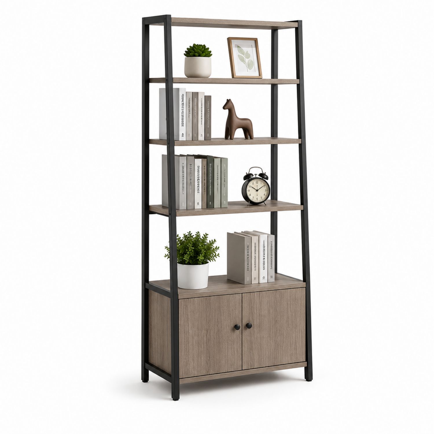 Estantería de Metal y Madera Marrón con Puertas 180x80x35 cm