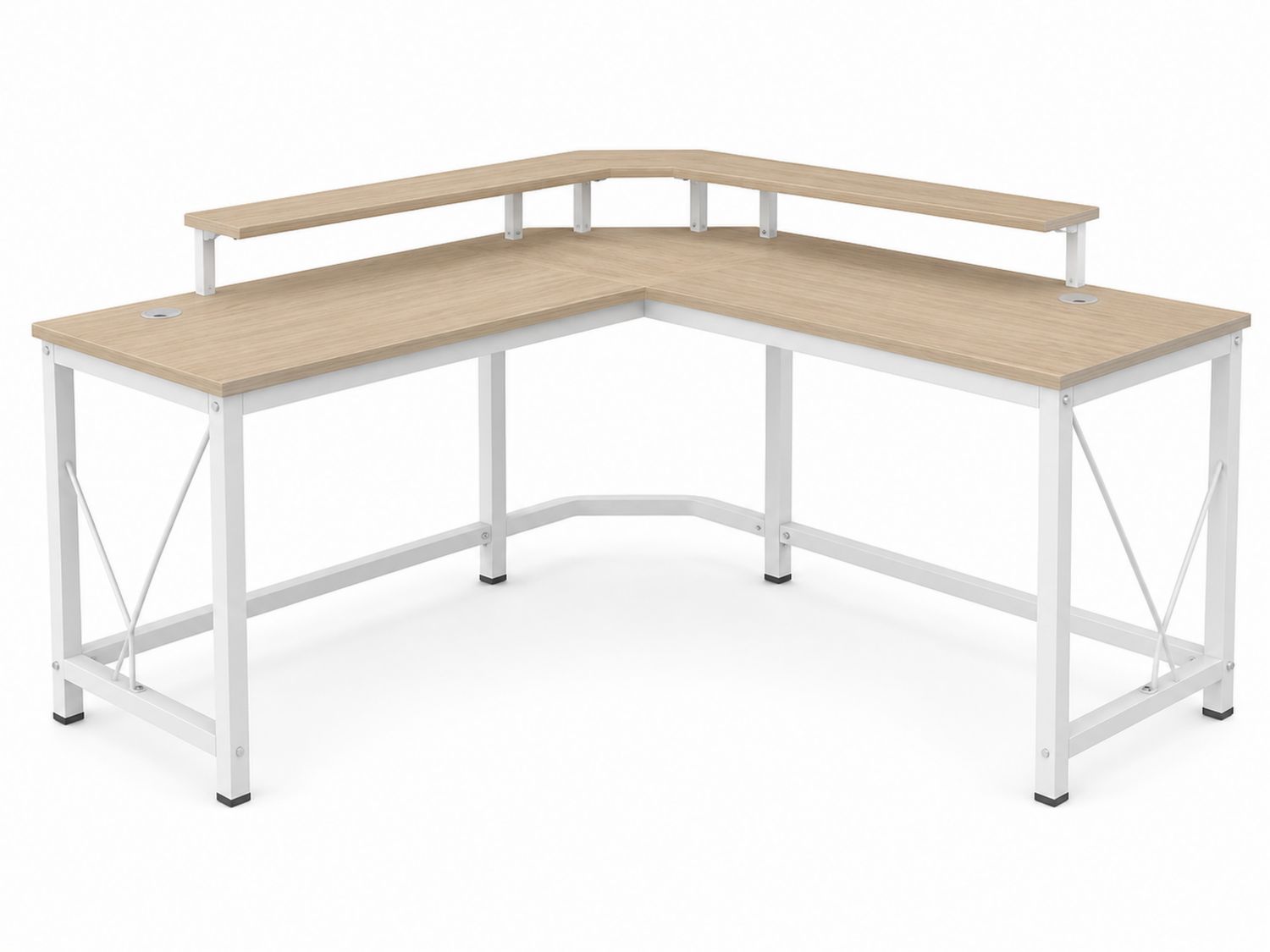 Escritorio de esquina en forma de L con estructura de metal y tablero de madera laminada 150x150x75 cm
