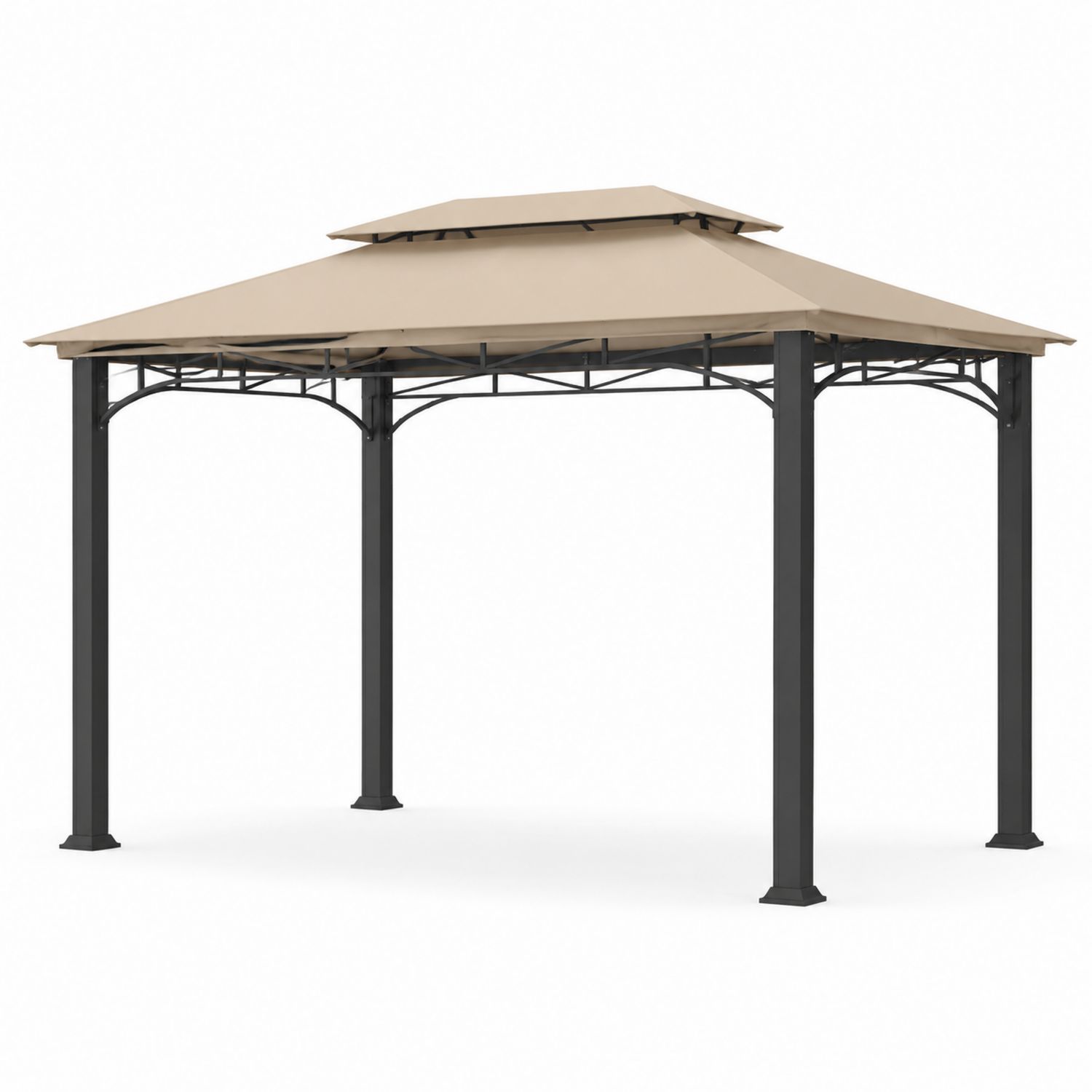 Pérgola de jardín 3x3 m acero y poliéster beige