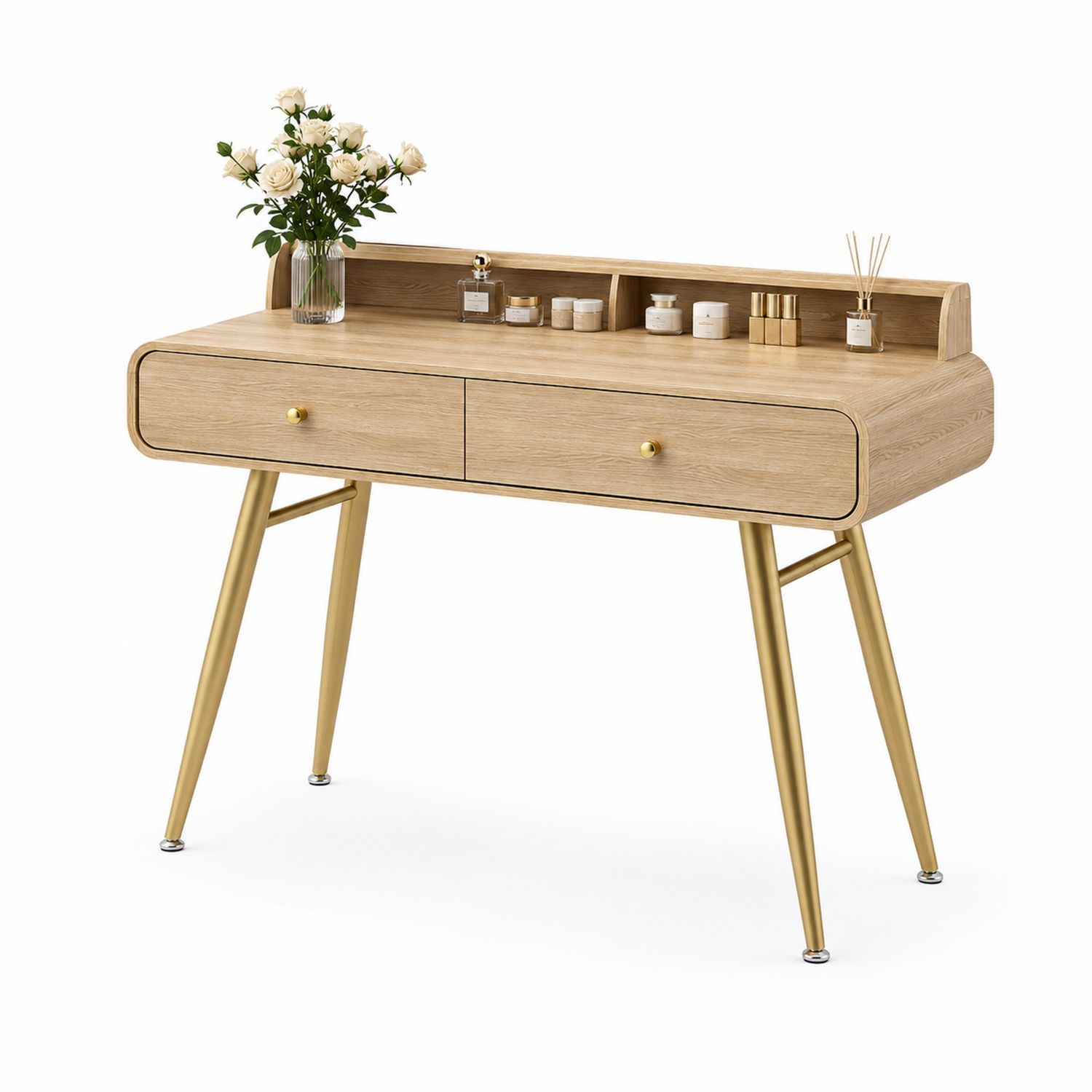 Tocador de Madera con Patas Metálicas Doradas