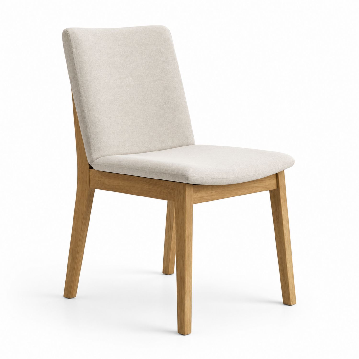 Silla de comedor de tela beige y madera de roble