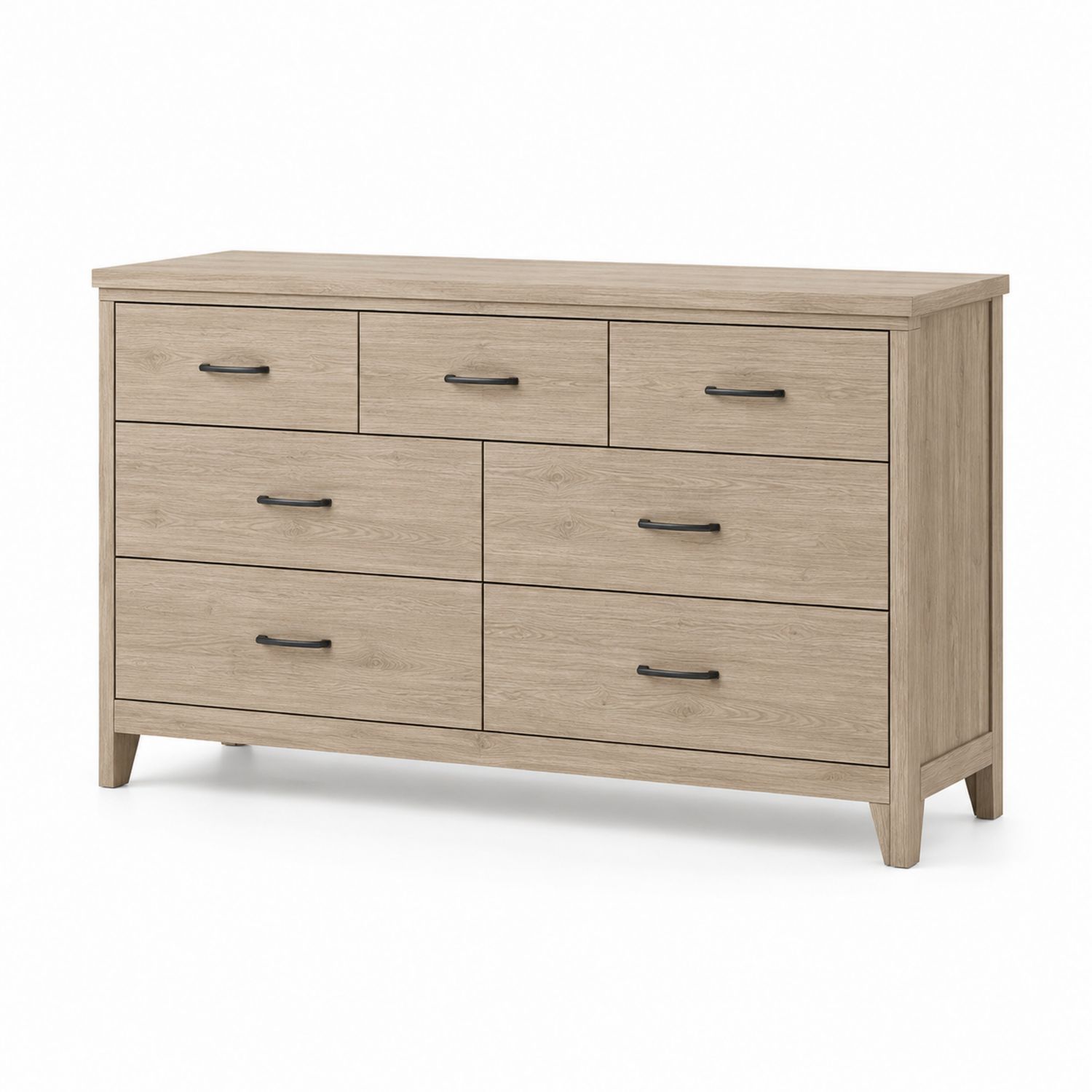 Cómoda de Madera con 7 Cajones, 140 cm