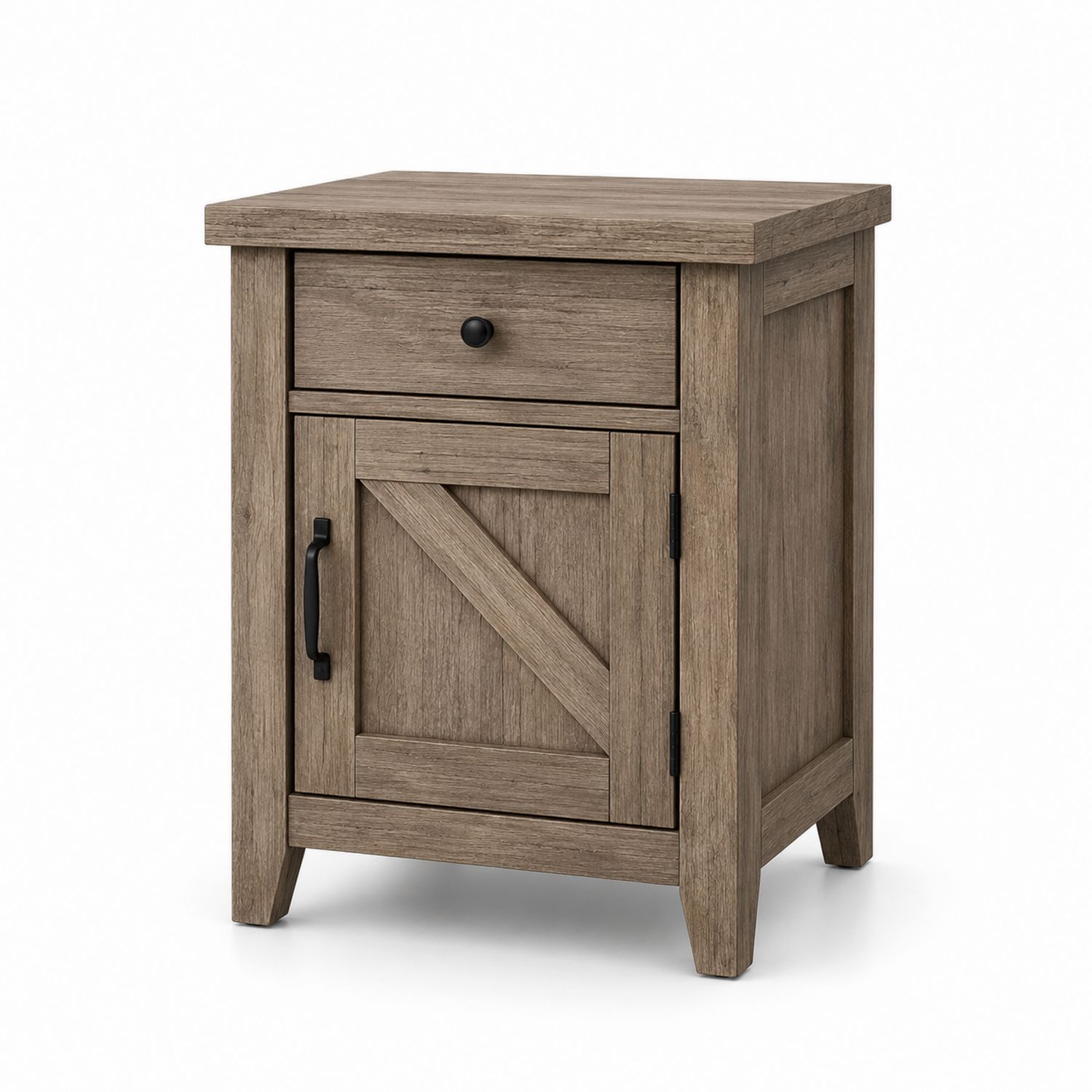 Mesita de noche de madera con cajón y puerta 60x45x35 cm Marrón