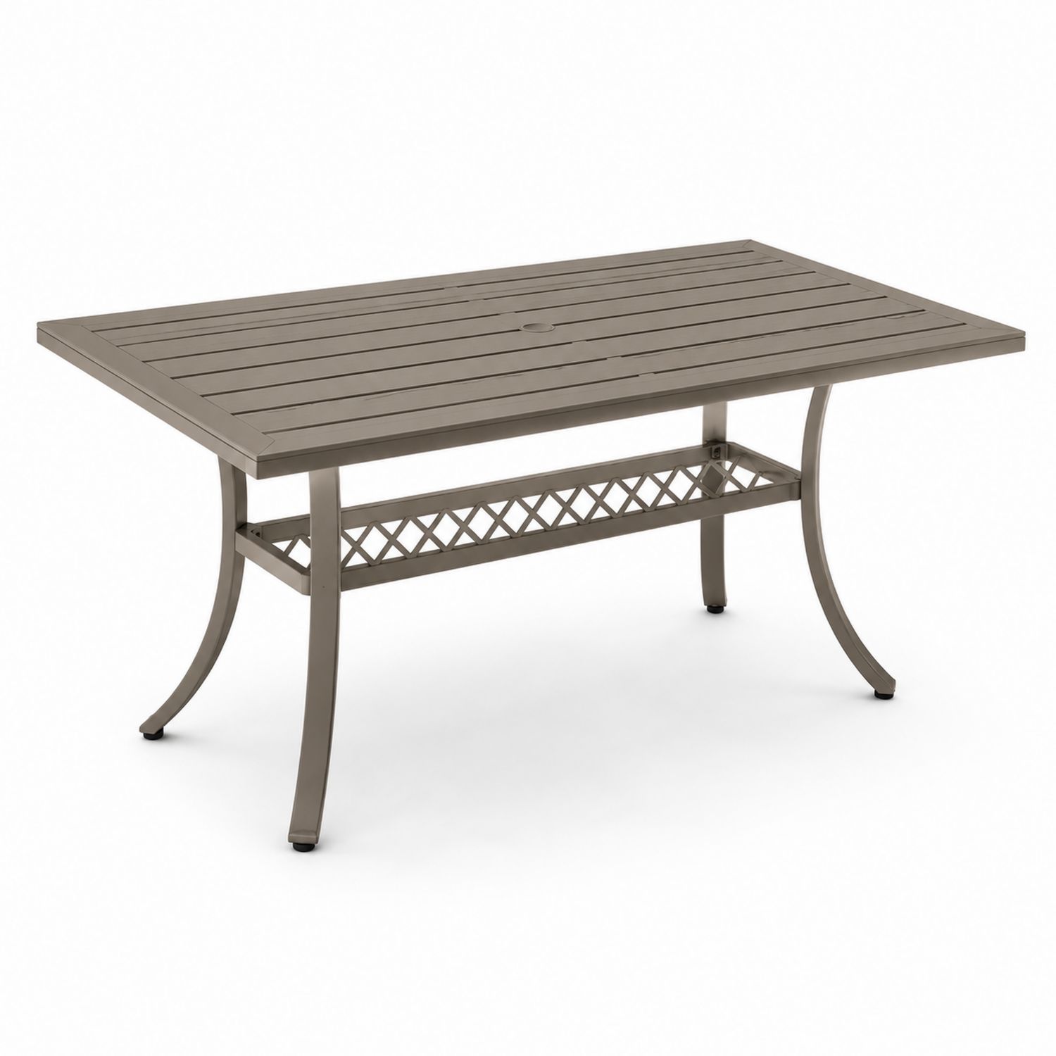 Mesa de comedor exterior de aluminio gris