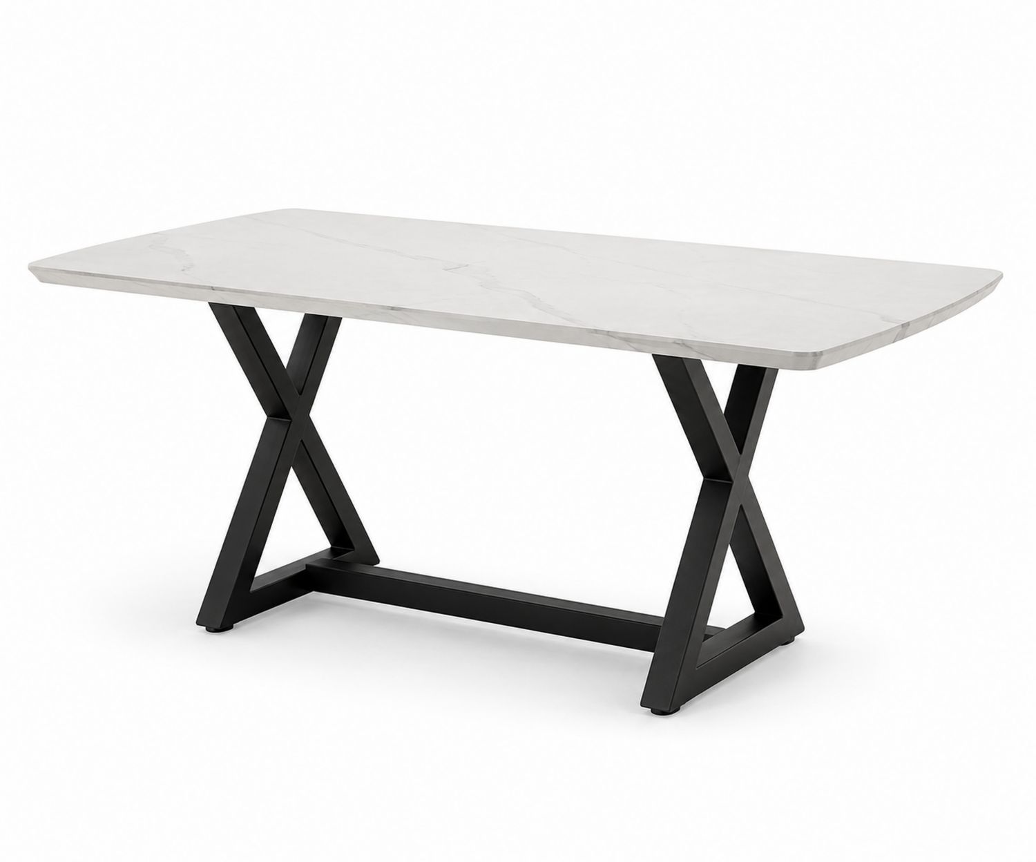 Mesa de comedor de mármol y metal 160x90 cm Blanco/Negro