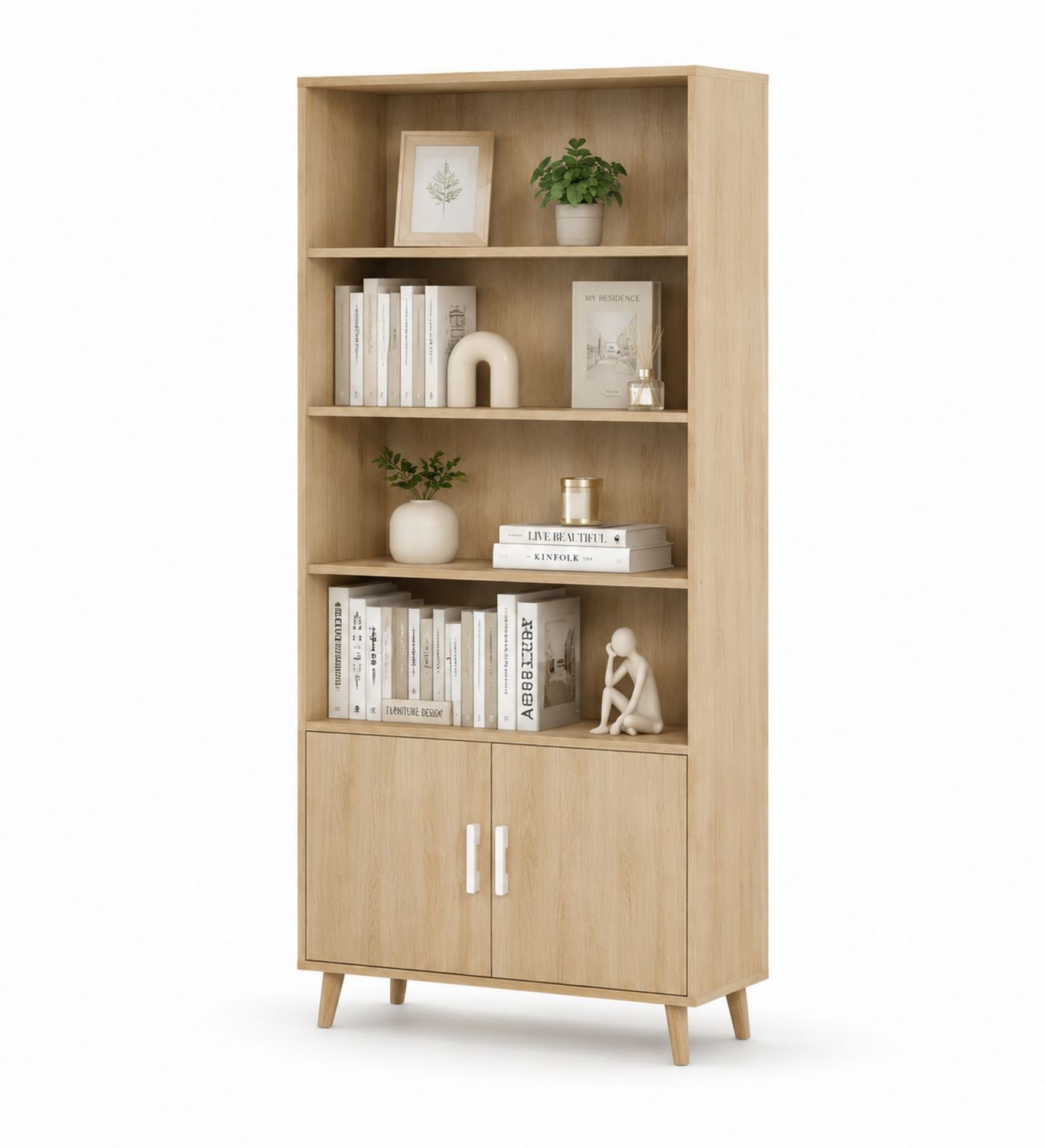 Estantería de Madera con Estantes y Puertas