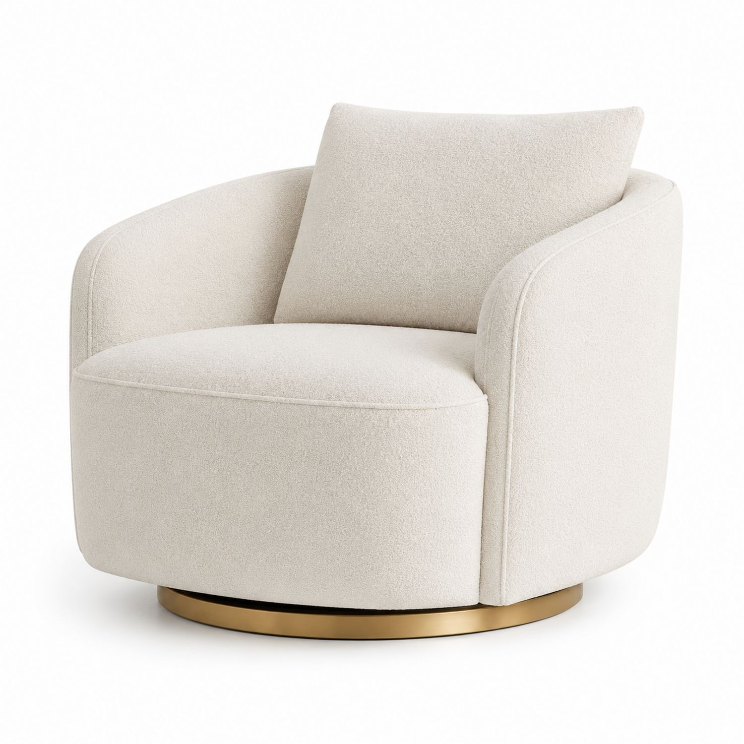 Silla giratoria de tejido de poliéster beige con base de metal dorado