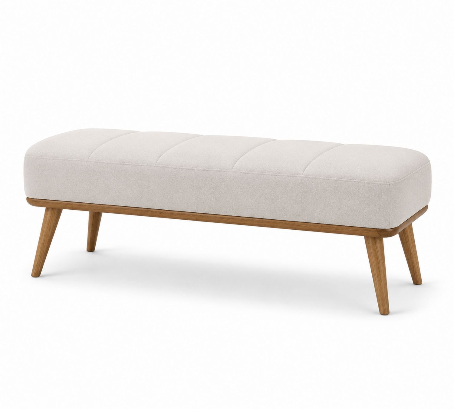 Banco rectangular de tela y madera de 145x45x40 cm