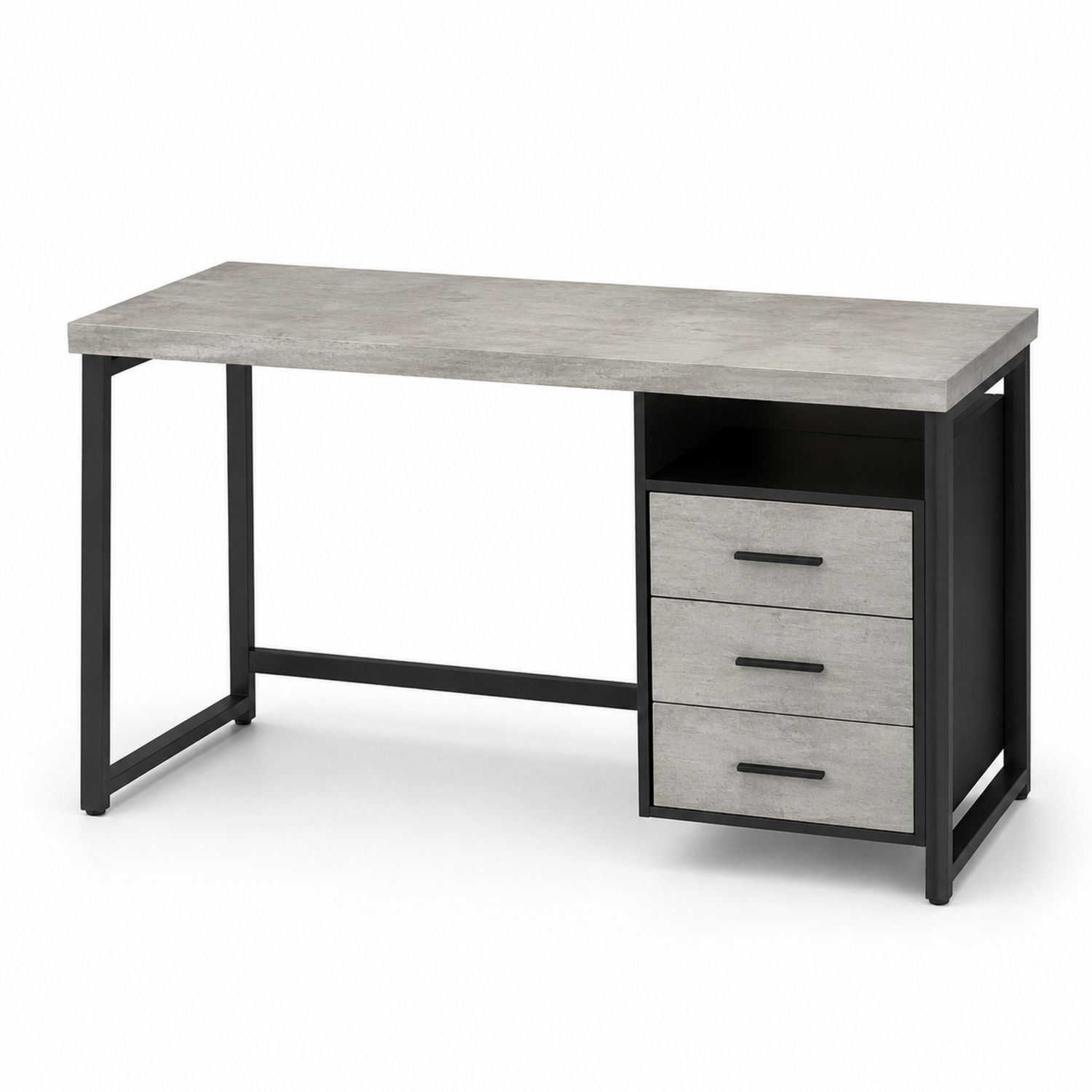 Escritorio de MDF y metal con 3 cajones Gris/Negro