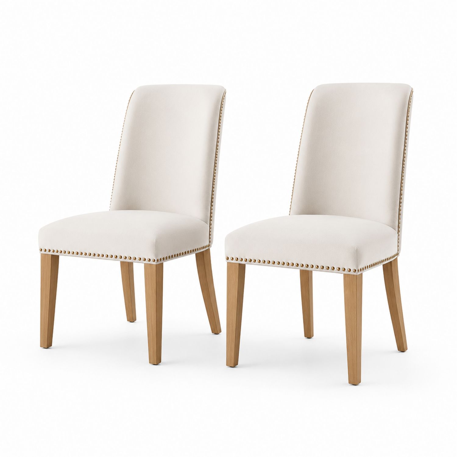 Juego de 2 sillas de madera con tapizado de poliéster Beige