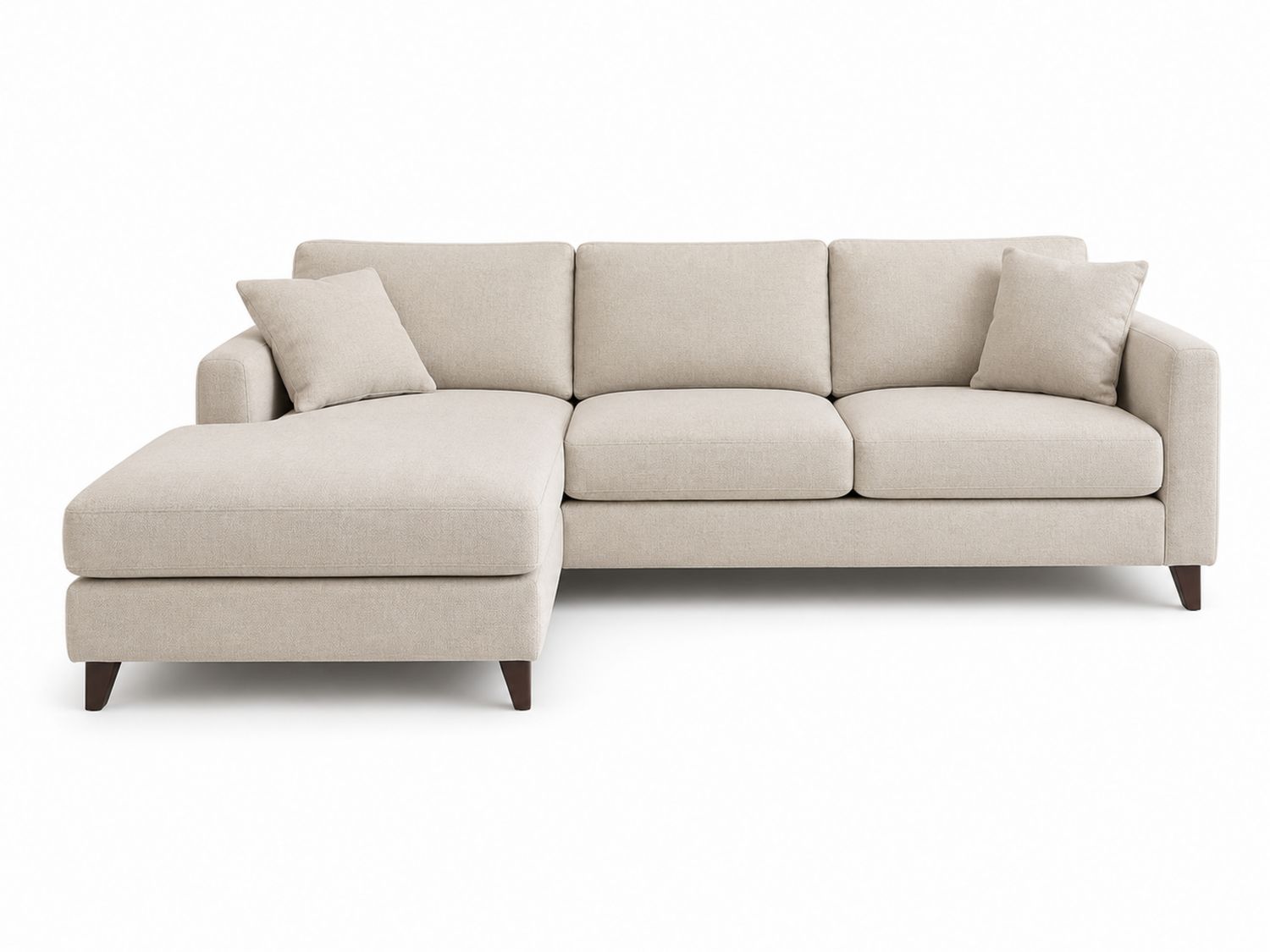 Sofá chaise longue de poliéster Beige con cojines