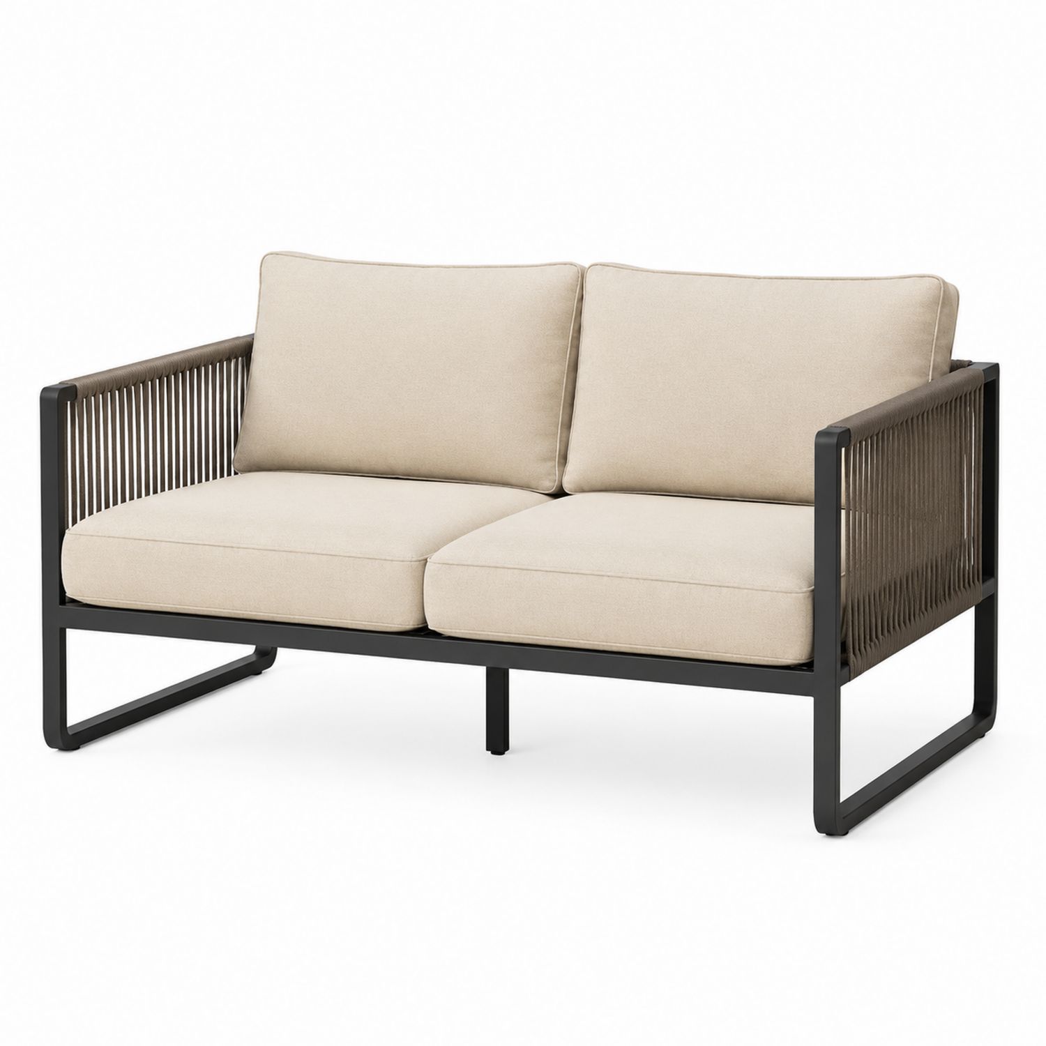 Sofá de aluminio y cuerda para exterior, color beige
